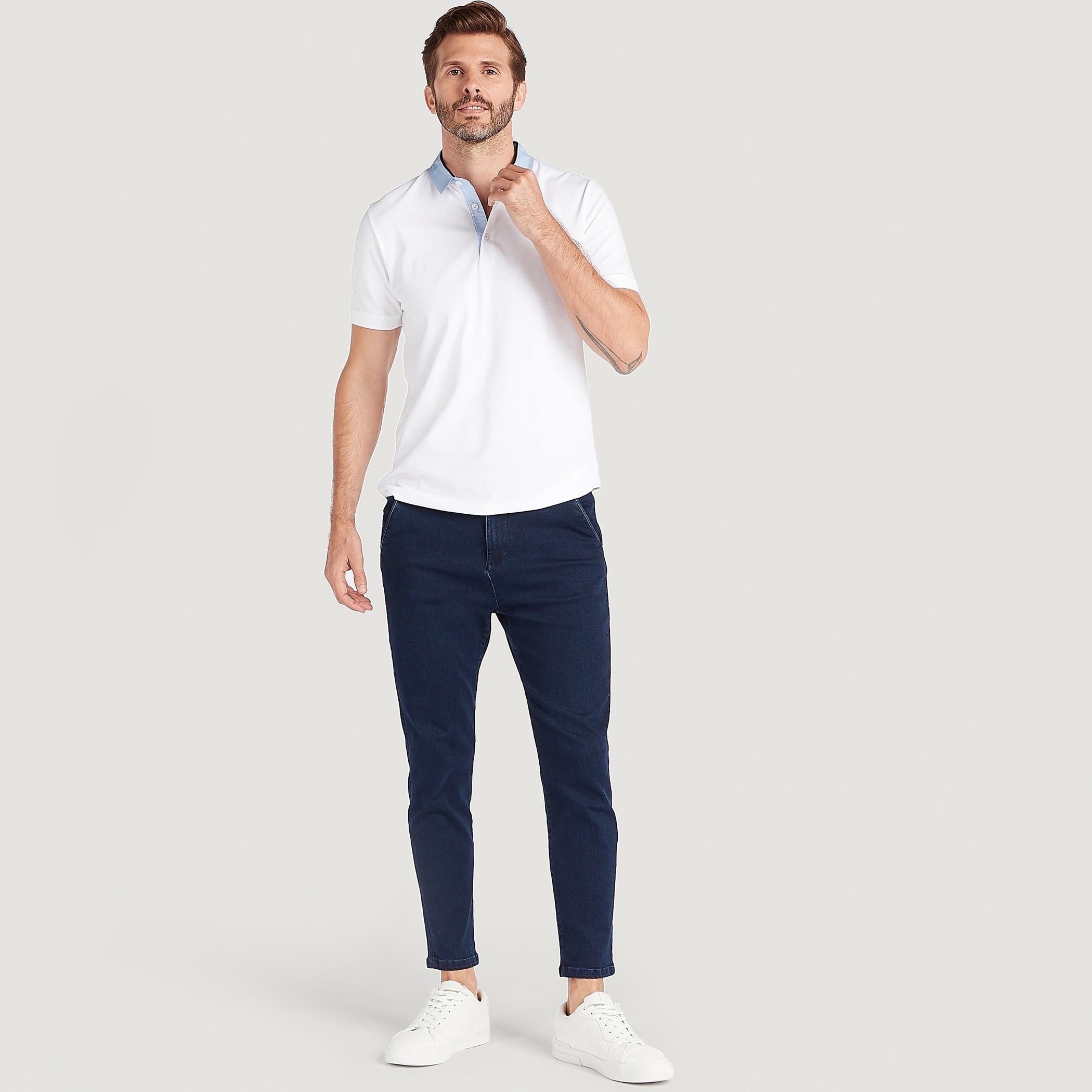 Solid Polo T-shirt with Short Sleeves-men-clothing-tshirtsandpolos-polos-image-2