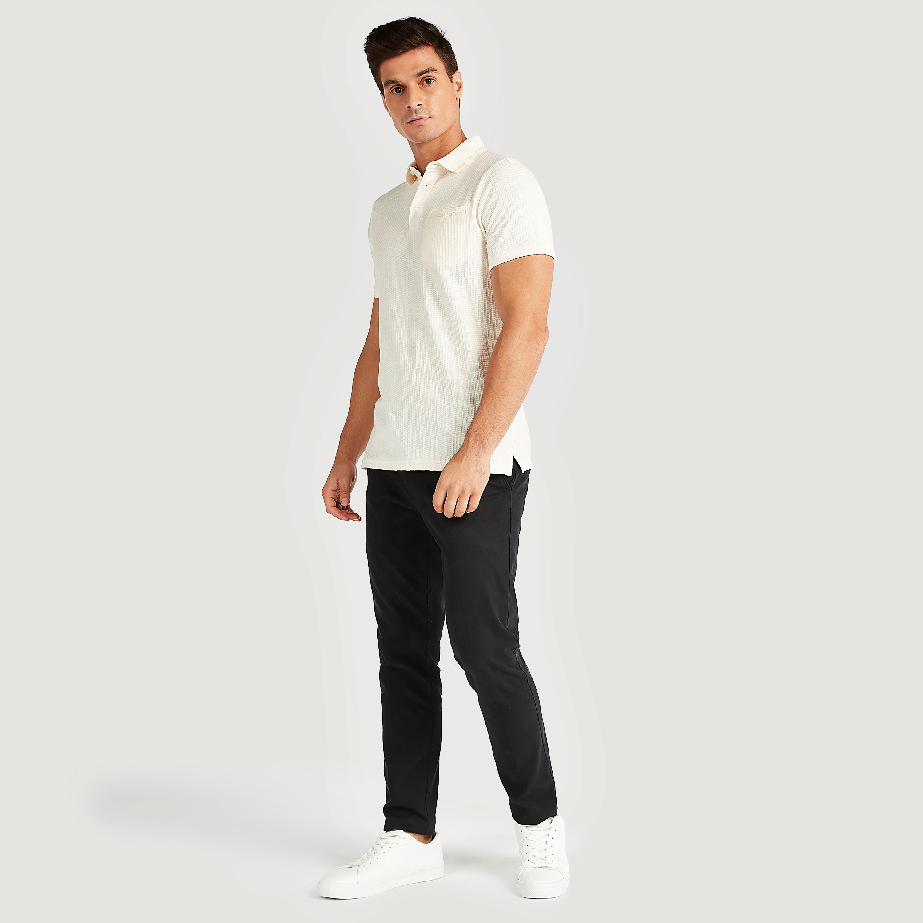 Textured Polo T-shirt with Chest Pocket-men-clothing-tshirtsandpolos-polos-image-2
