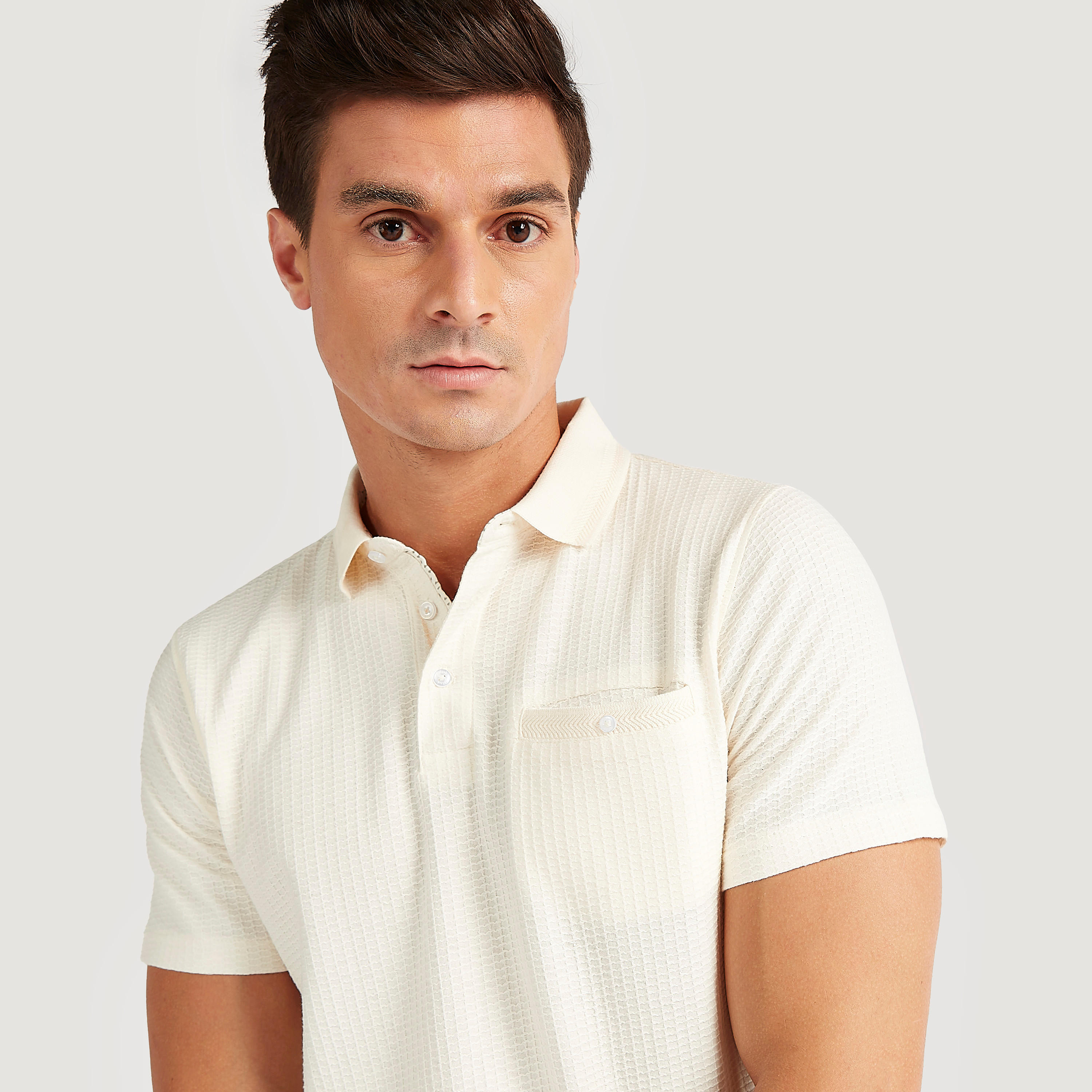 Textured Polo T-shirt with Chest Pocket-men-clothing-tshirtsandpolos-polos-image-5