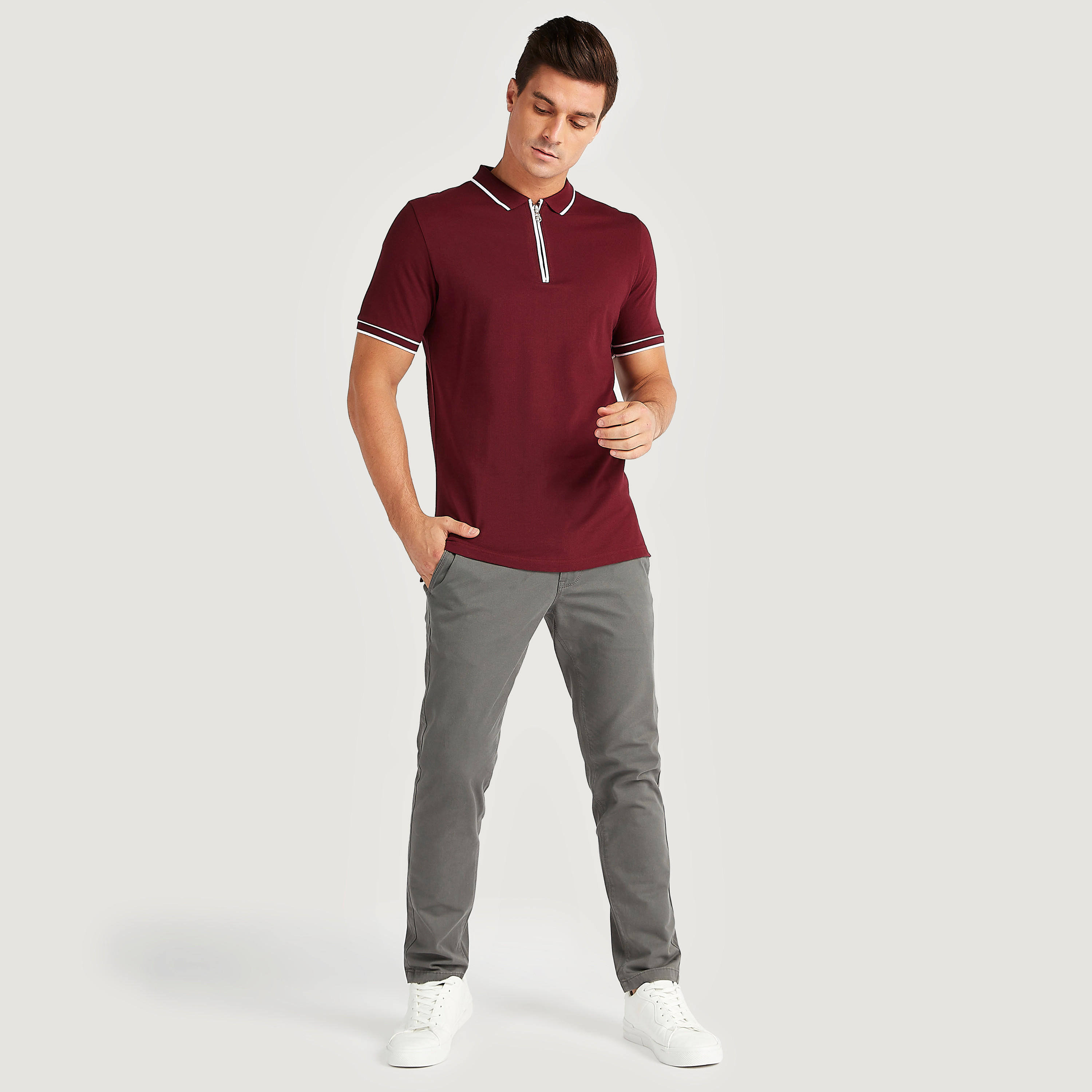 تيشيرت بولو بياقة بسحّاب وأكمام قصيرة-men-clothing-tshirtsandpolos-polos-image-3