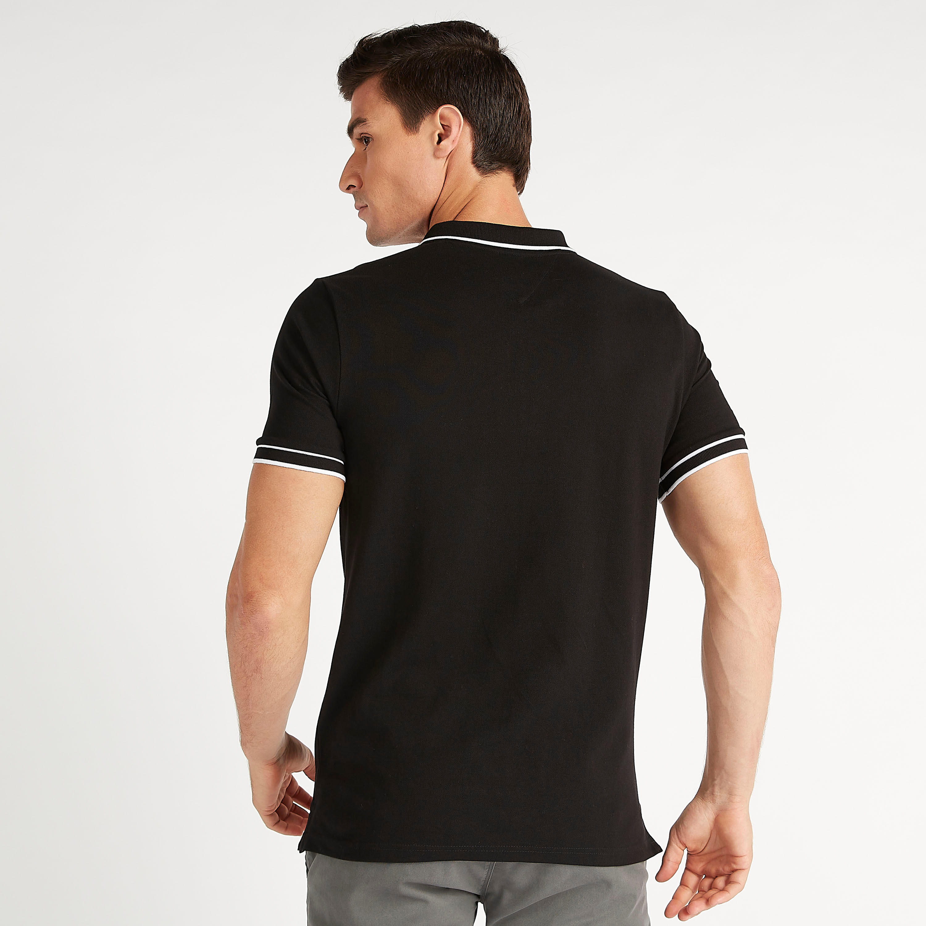 Solid Polo T-shirt with Zipper Placket and Short Sleeves-men-clothing-tshirtsandpolos-polos-image-4