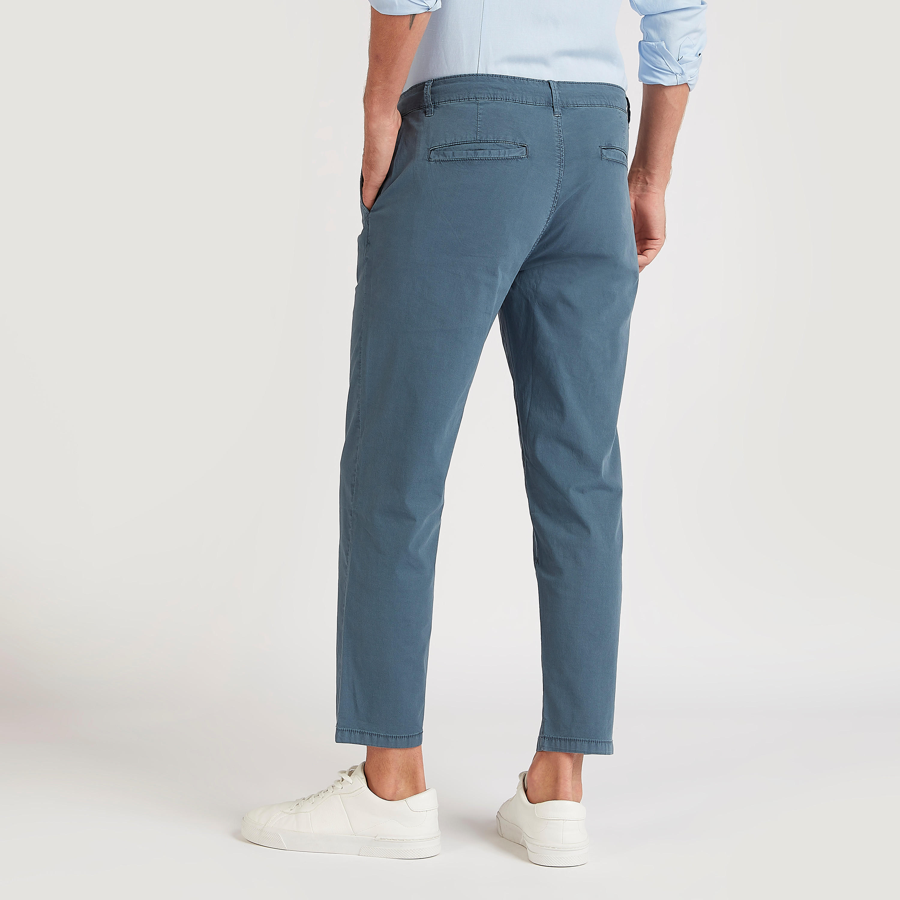 بنطلون سادة سليم فيت بخصر متوسّط الارتفاع ورباط إغلاق-men-clothing-bottoms-trousersandchinos-trousers-image-2