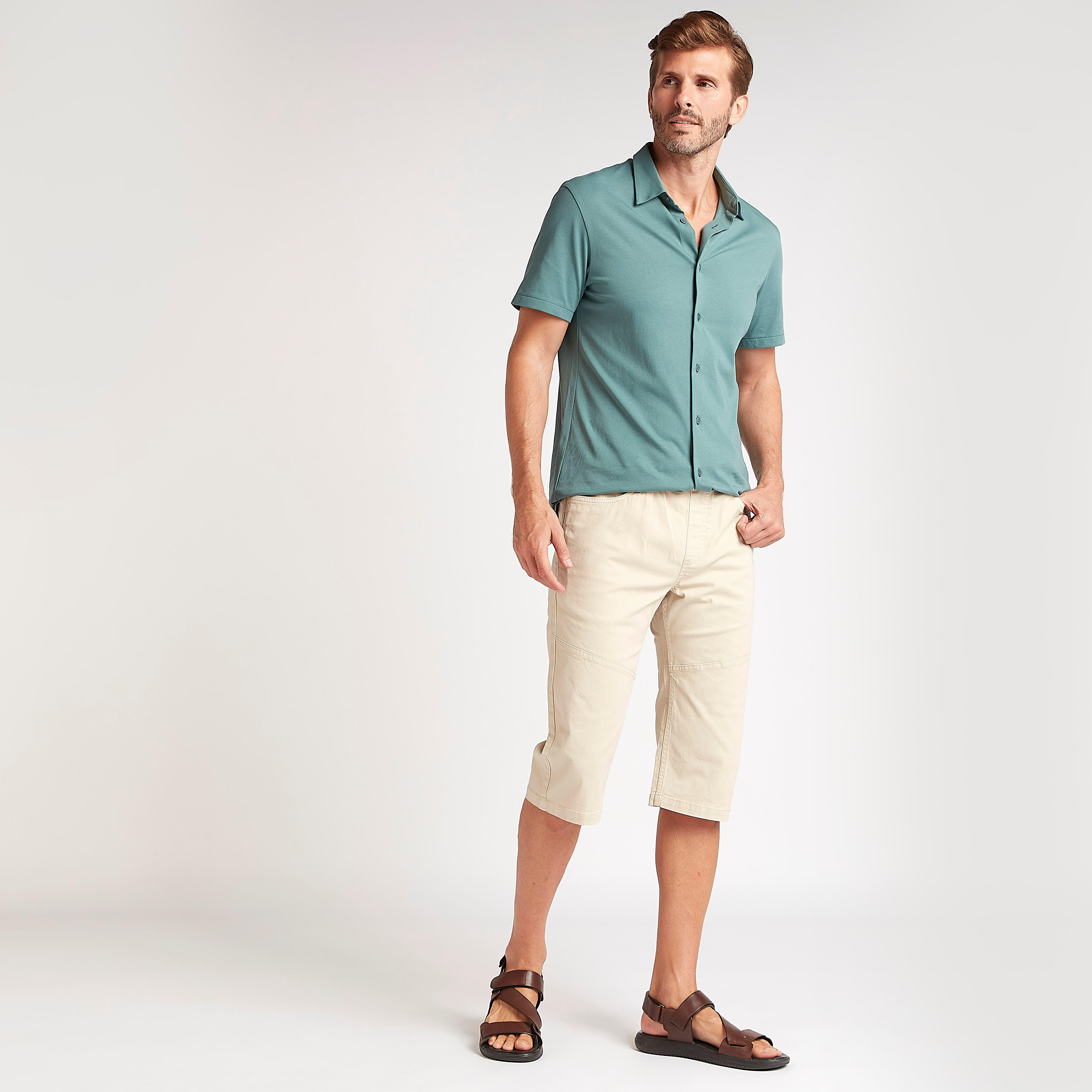 شورت سادة برباط إغلاق وخصر متوسّط الارتفاع-men-clothing-bottoms-shorts-image-4
