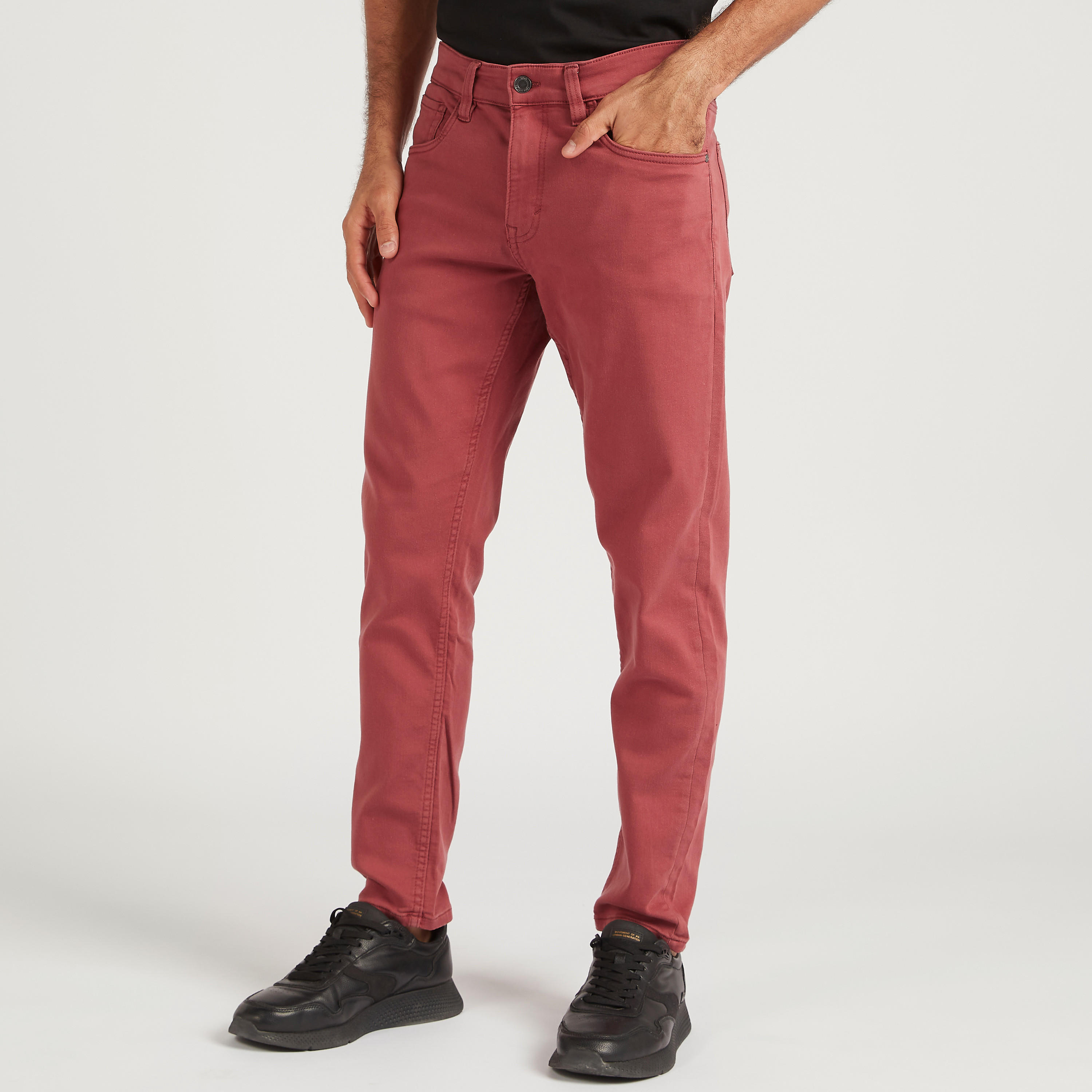 Solid Trousers with Button Closure and Pockets-men-clothing-bottoms-trousersandchinos-trousers-image-1