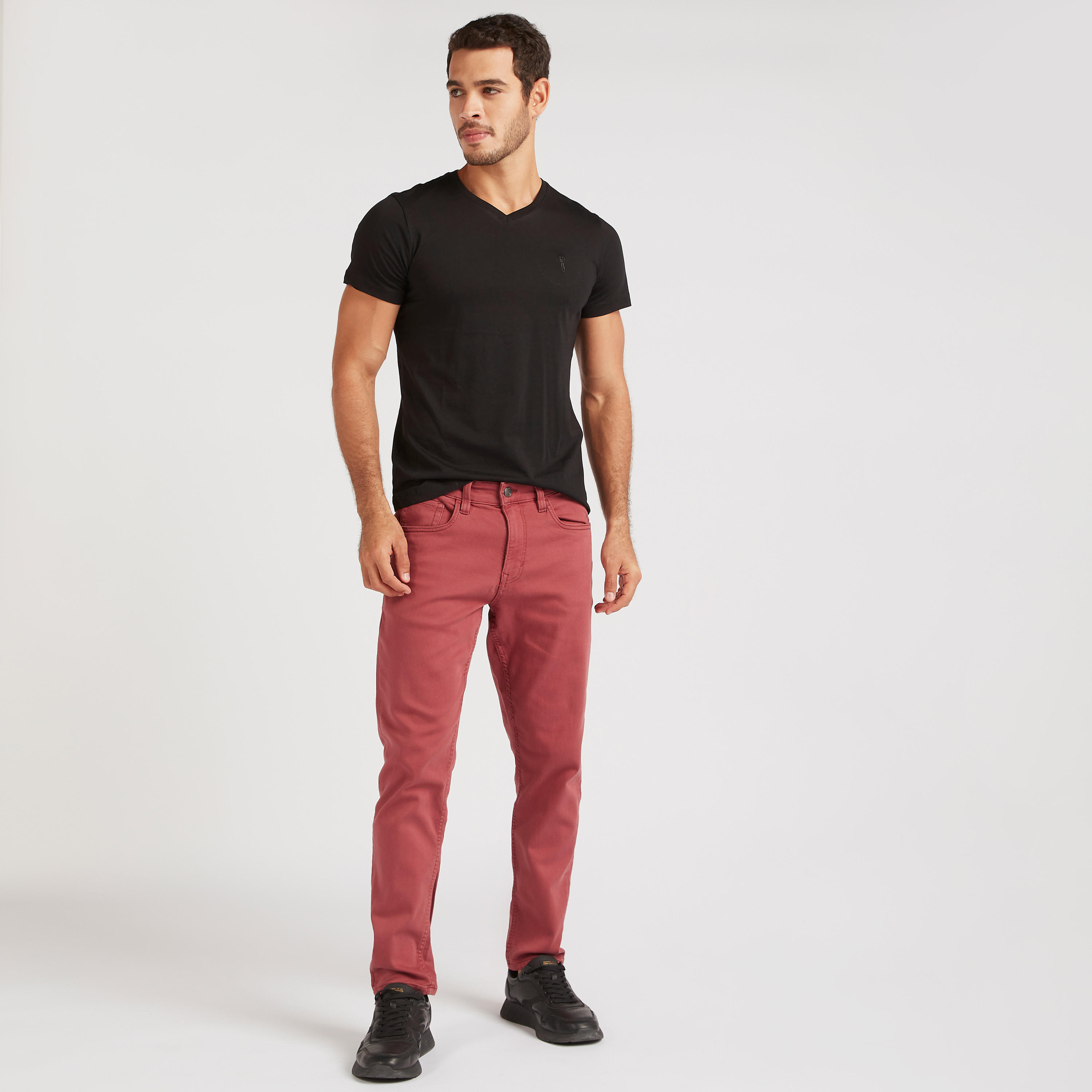 Solid Trousers with Button Closure and Pockets-men-clothing-bottoms-trousersandchinos-trousers-image-2