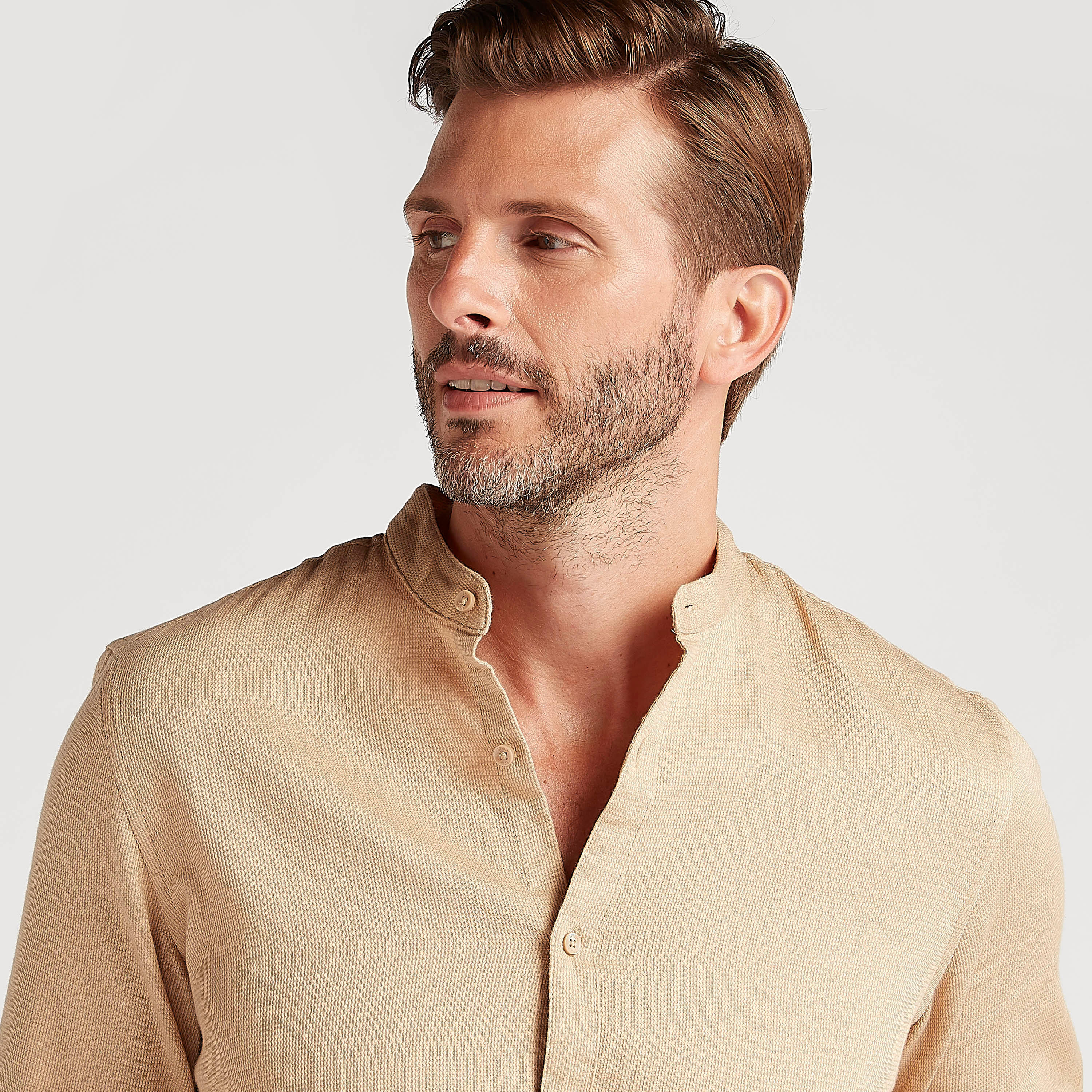 Solid Shirt with Mandarin Collar and Long Sleeves-men-clothing-shirts-image-3
