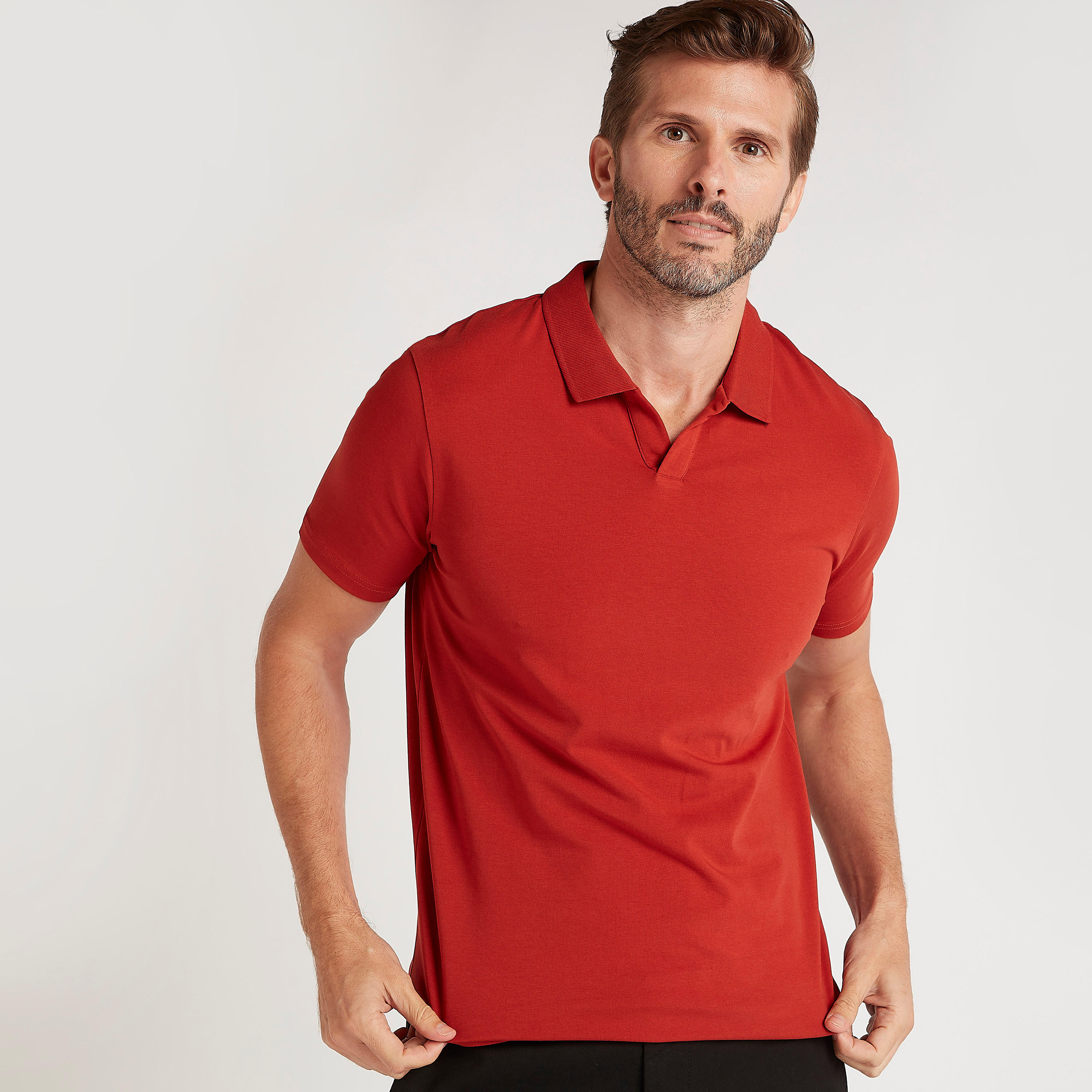 Solid Polo T-shirt with Short Sleeves-men-clothing-tshirtsandpolos-polos-image-1