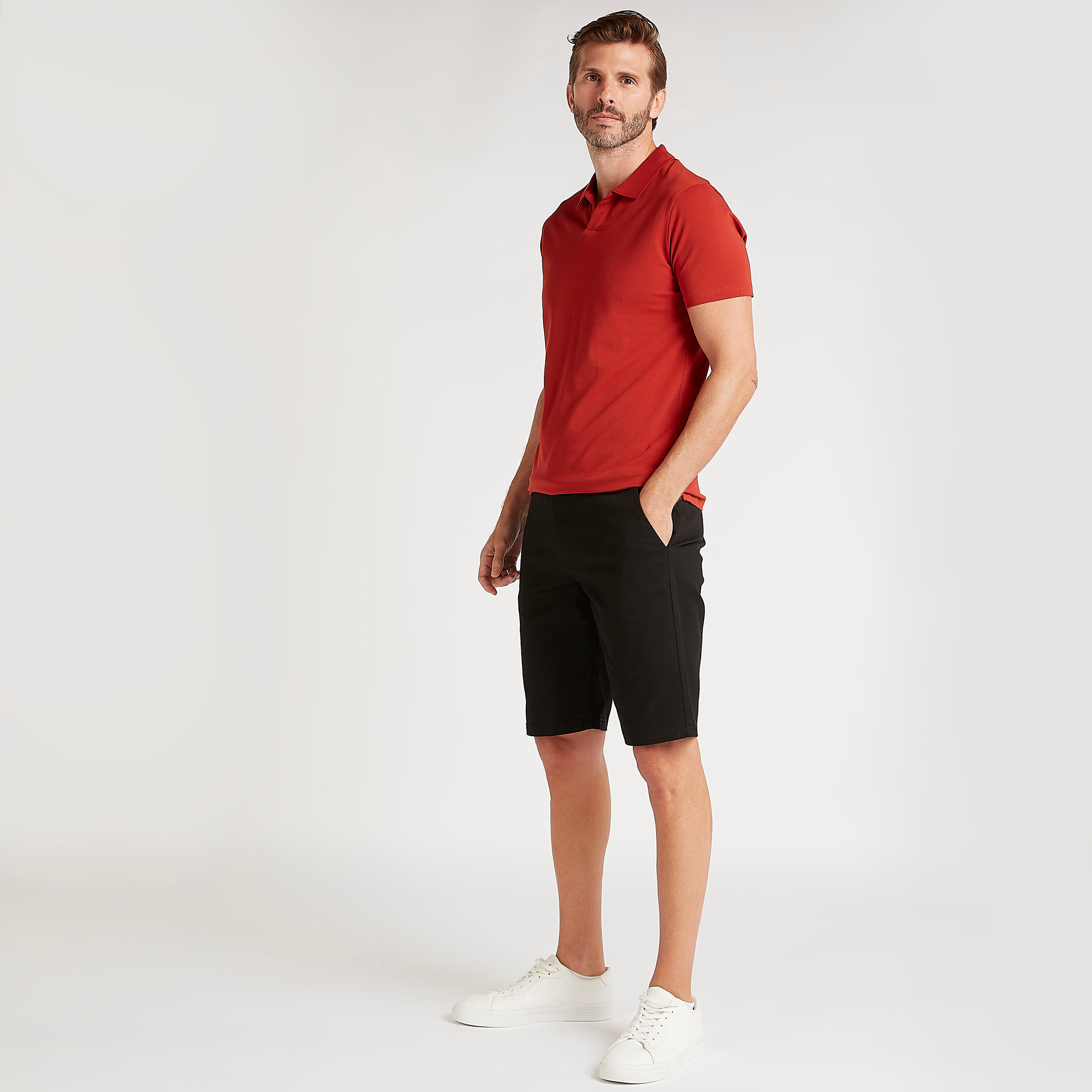 Solid Polo T-shirt with Short Sleeves-men-clothing-tshirtsandpolos-polos-image-2