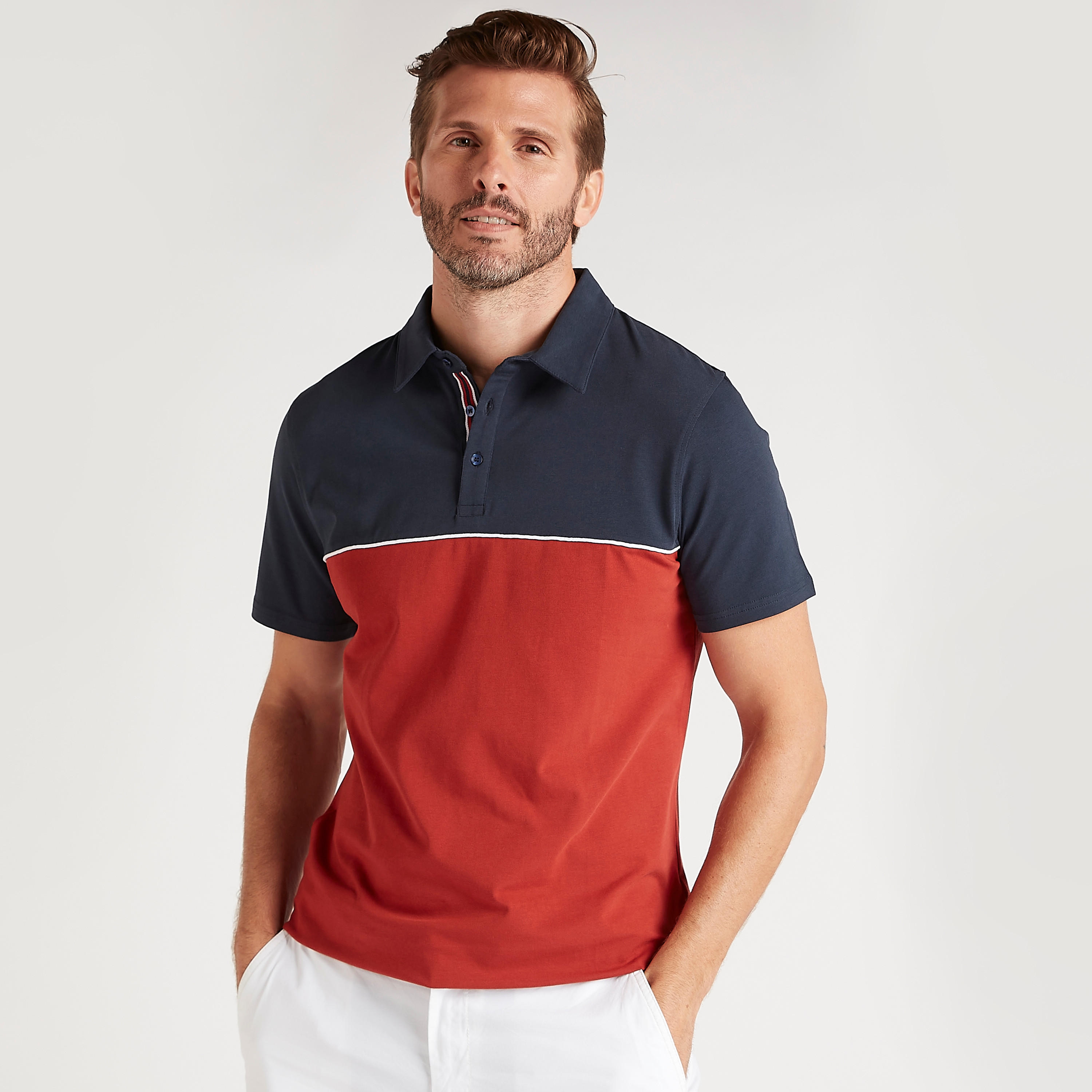 Cut and Sew Polo T-shirt with Short Sleeves-men-clothing-tshirtsandpolos-polos-image-1