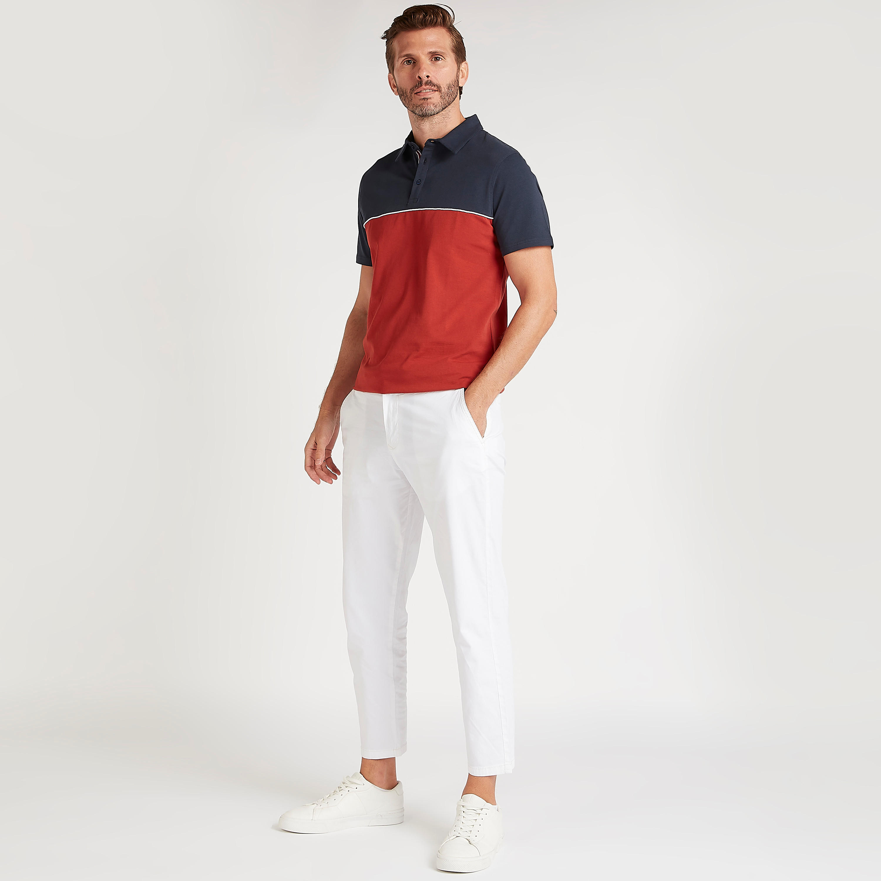 Cut and Sew Polo T-shirt with Short Sleeves-men-clothing-tshirtsandpolos-polos-image-2