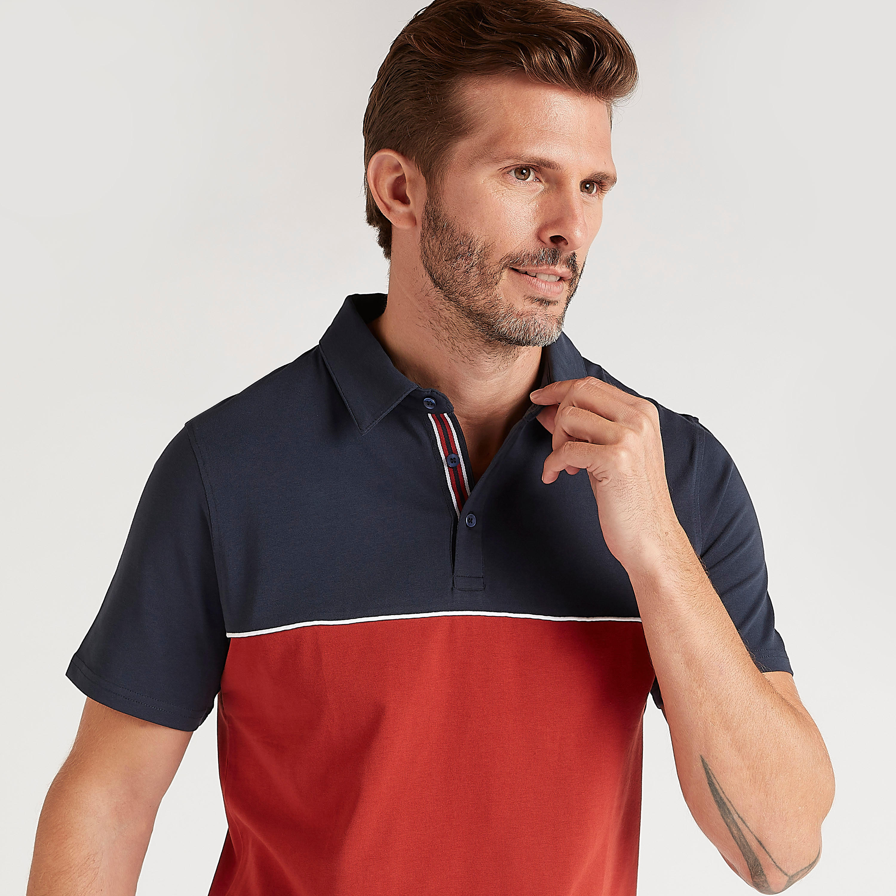 Cut and Sew Polo T-shirt with Short Sleeves-men-clothing-tshirtsandpolos-polos-image-3