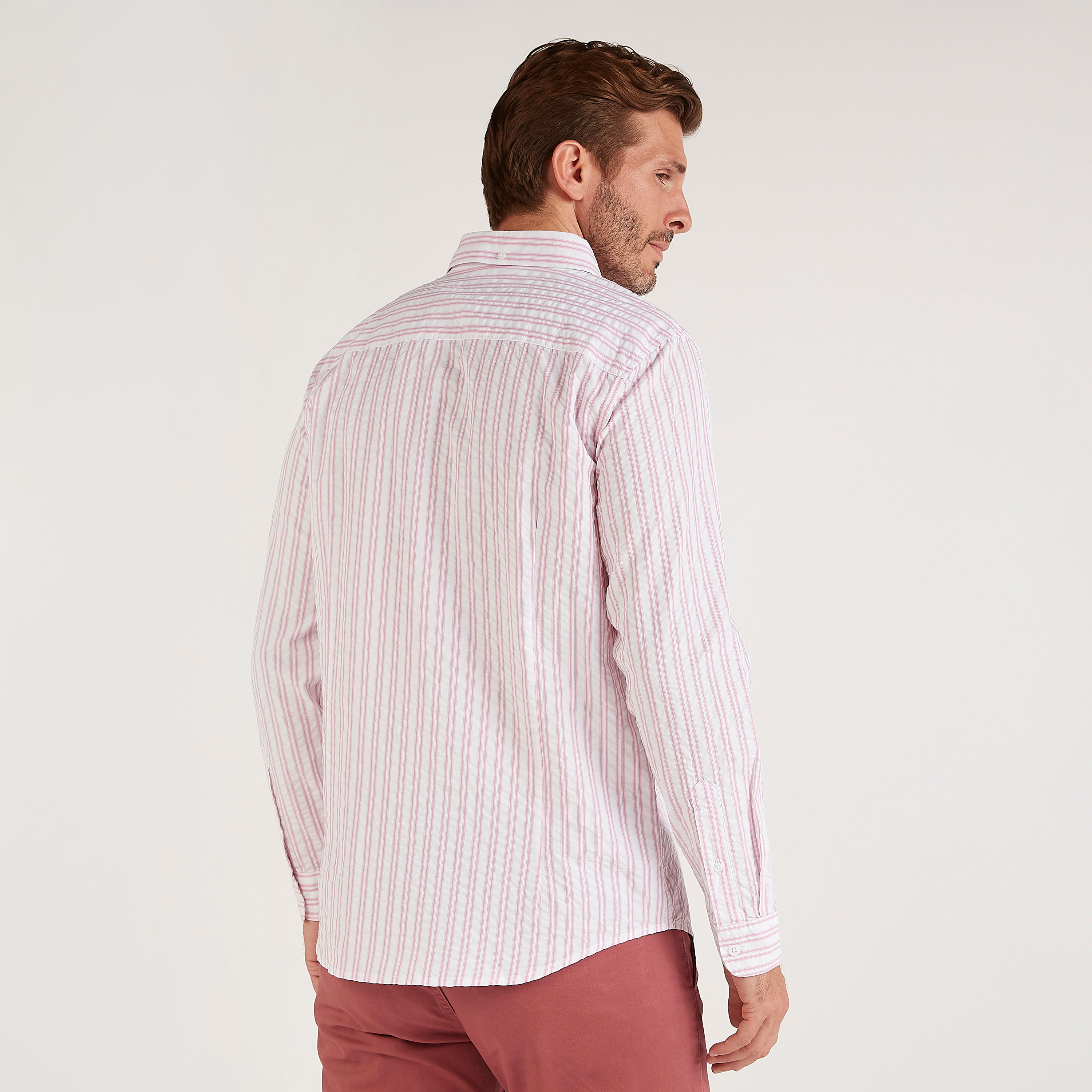 Striped Slim Fit Button Down Shirt with Long Sleeves-men-clothing-shirts-image-4