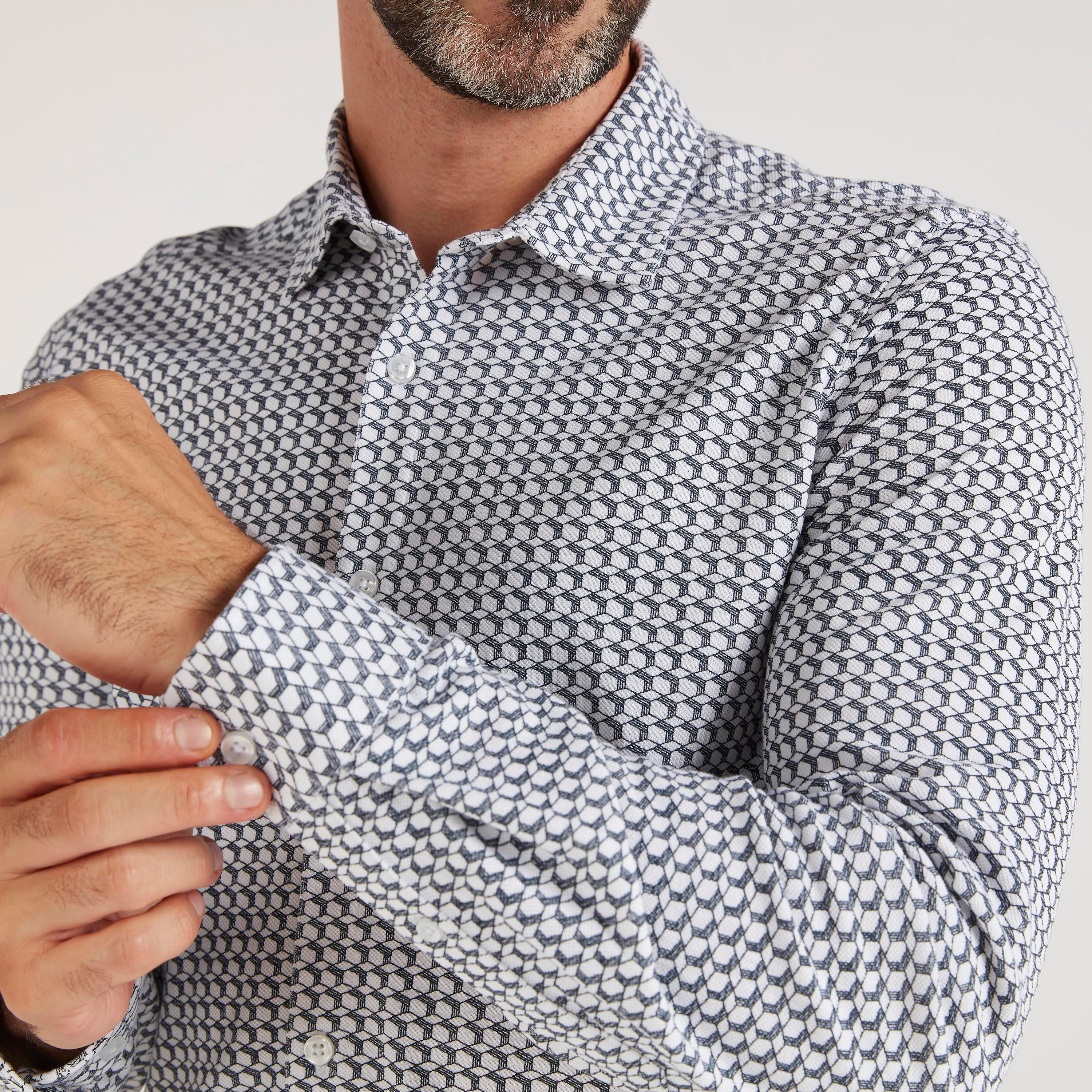 قميص سليم كاروهات بياقة عاديّة وأكمام طويلة-men-clothing-shirts-image-3