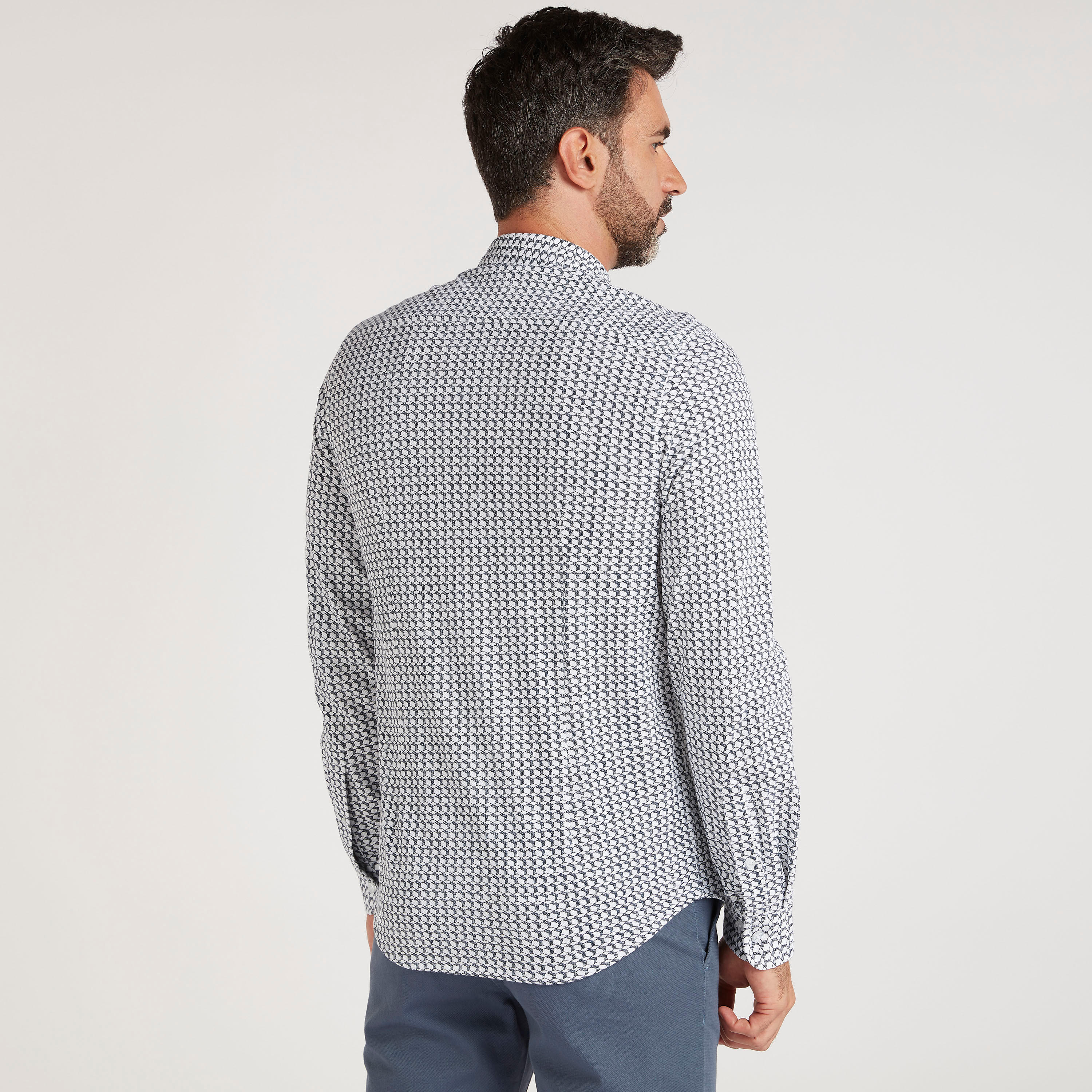 قميص سليم كاروهات بياقة عاديّة وأكمام طويلة-men-clothing-shirts-image-4