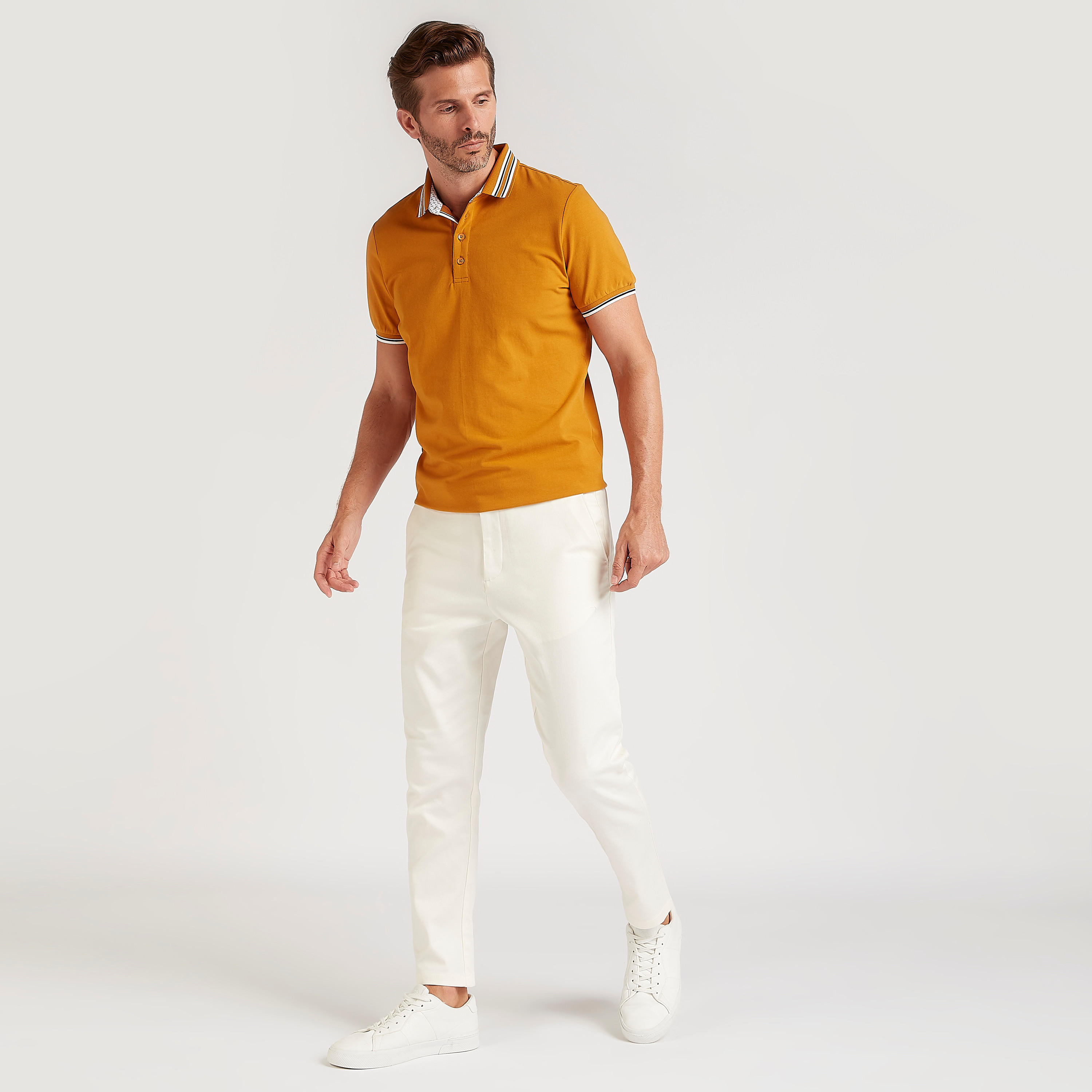 Solid Polo T-shirt with Striped Short Sleeves-men-clothing-tshirtsandpolos-polos-image-2