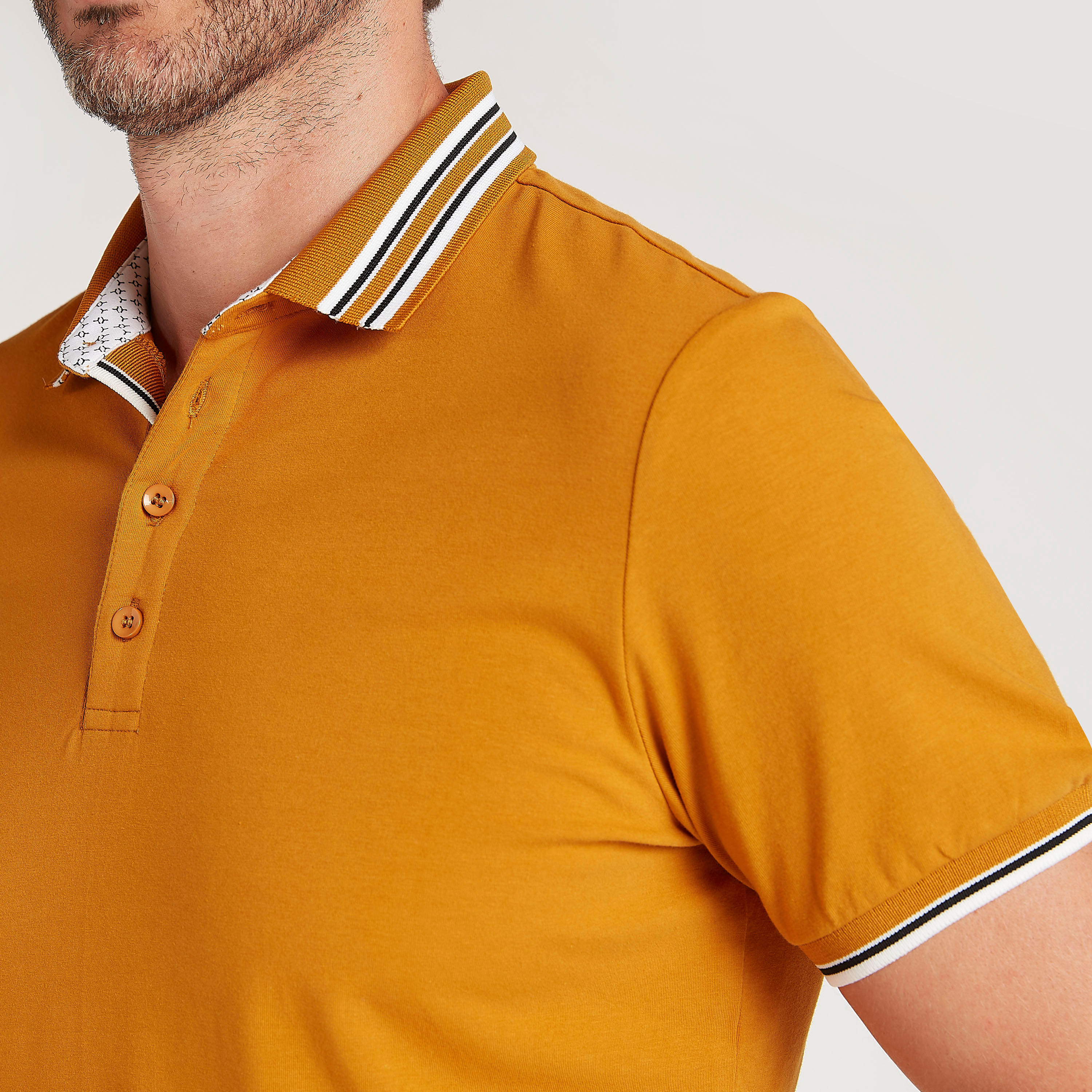 Solid Polo T-shirt with Striped Short Sleeves-men-clothing-tshirtsandpolos-polos-image-3
