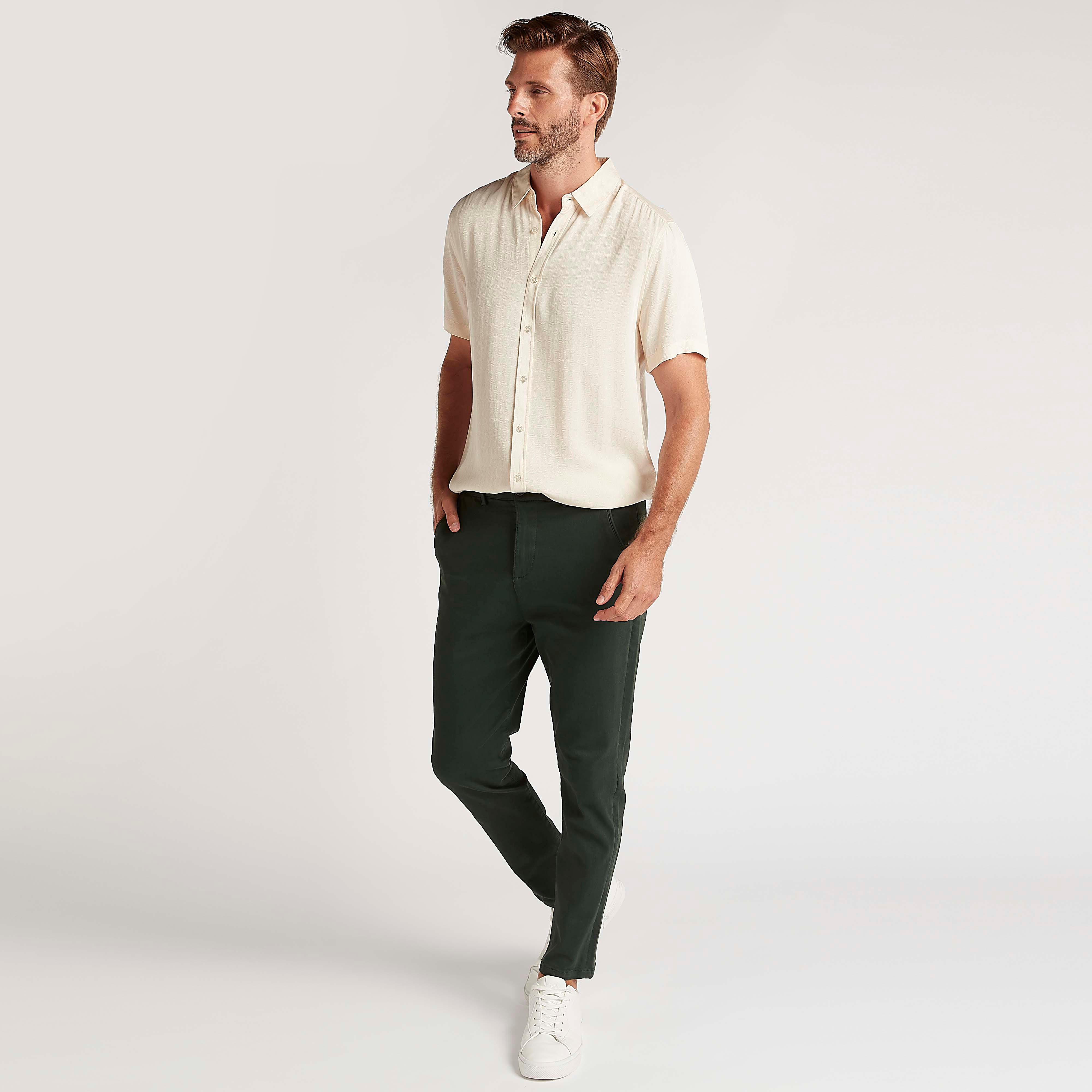 Textured Button Up Shirt with Short Sleeves-men-clothing-shirts-image-2