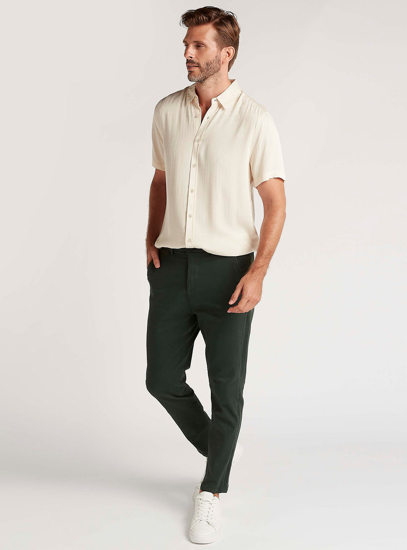 Textured Button Up Shirt with Short Sleeves-men-clothing-shirts-image-2