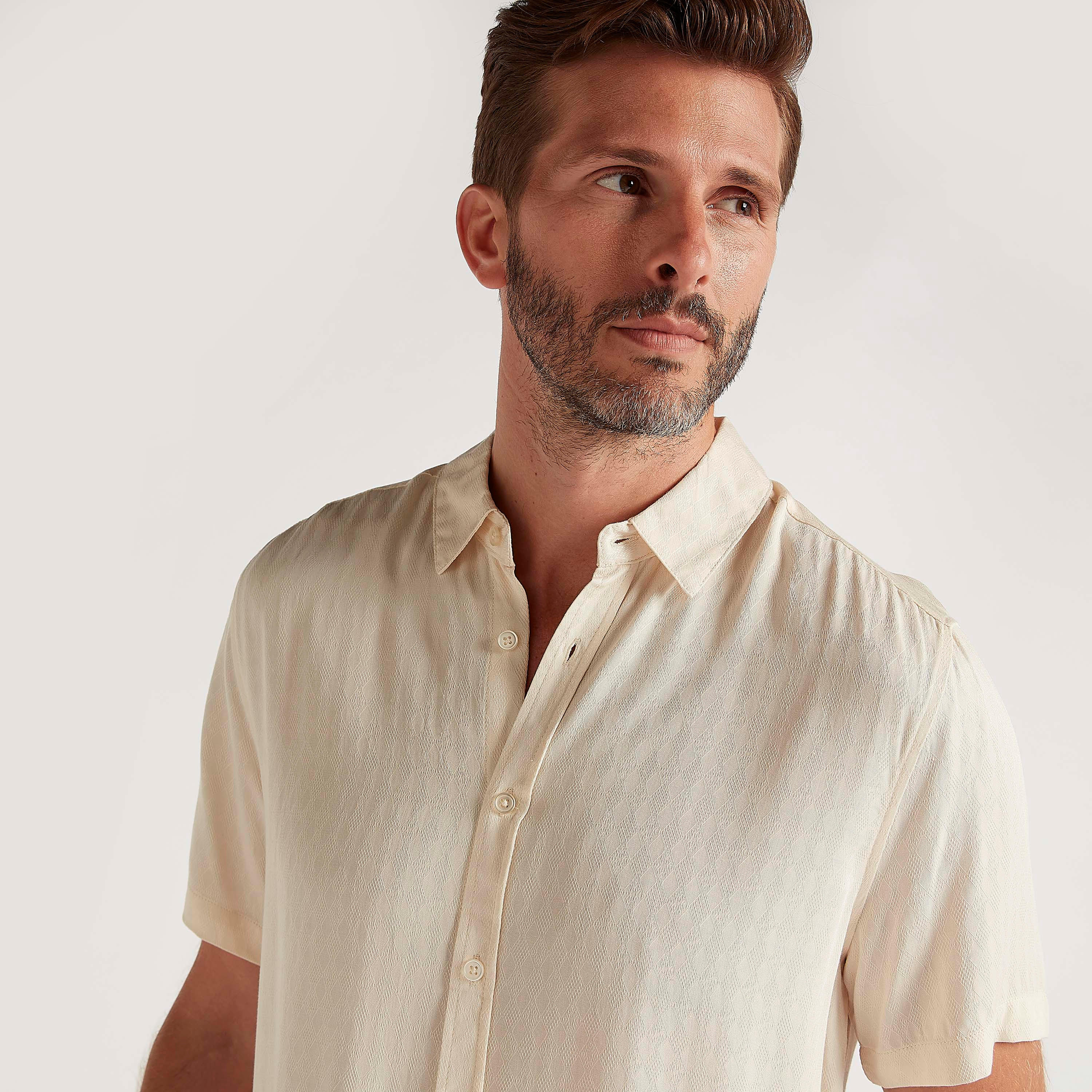 Textured Button Up Shirt with Short Sleeves-men-clothing-shirts-image-5