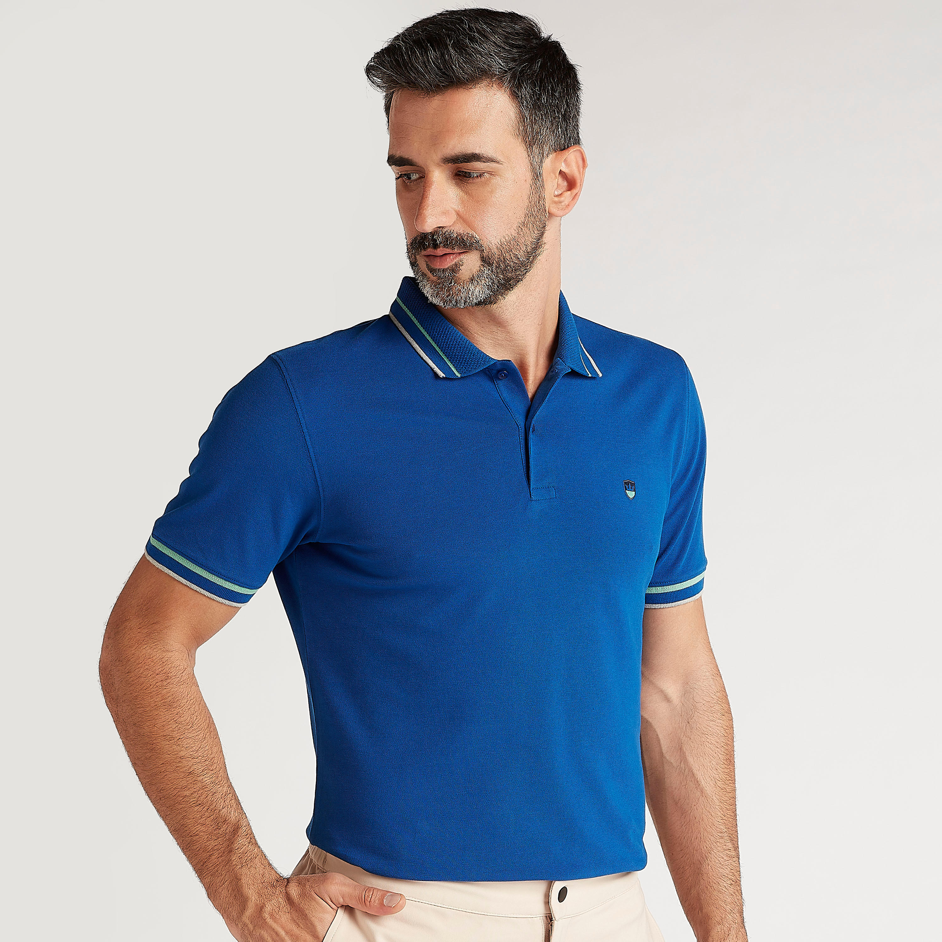 Solid Polo T-shirt with Tape Detailed Short Sleeves-men-clothing-tshirtsandpolos-polos-image-1
