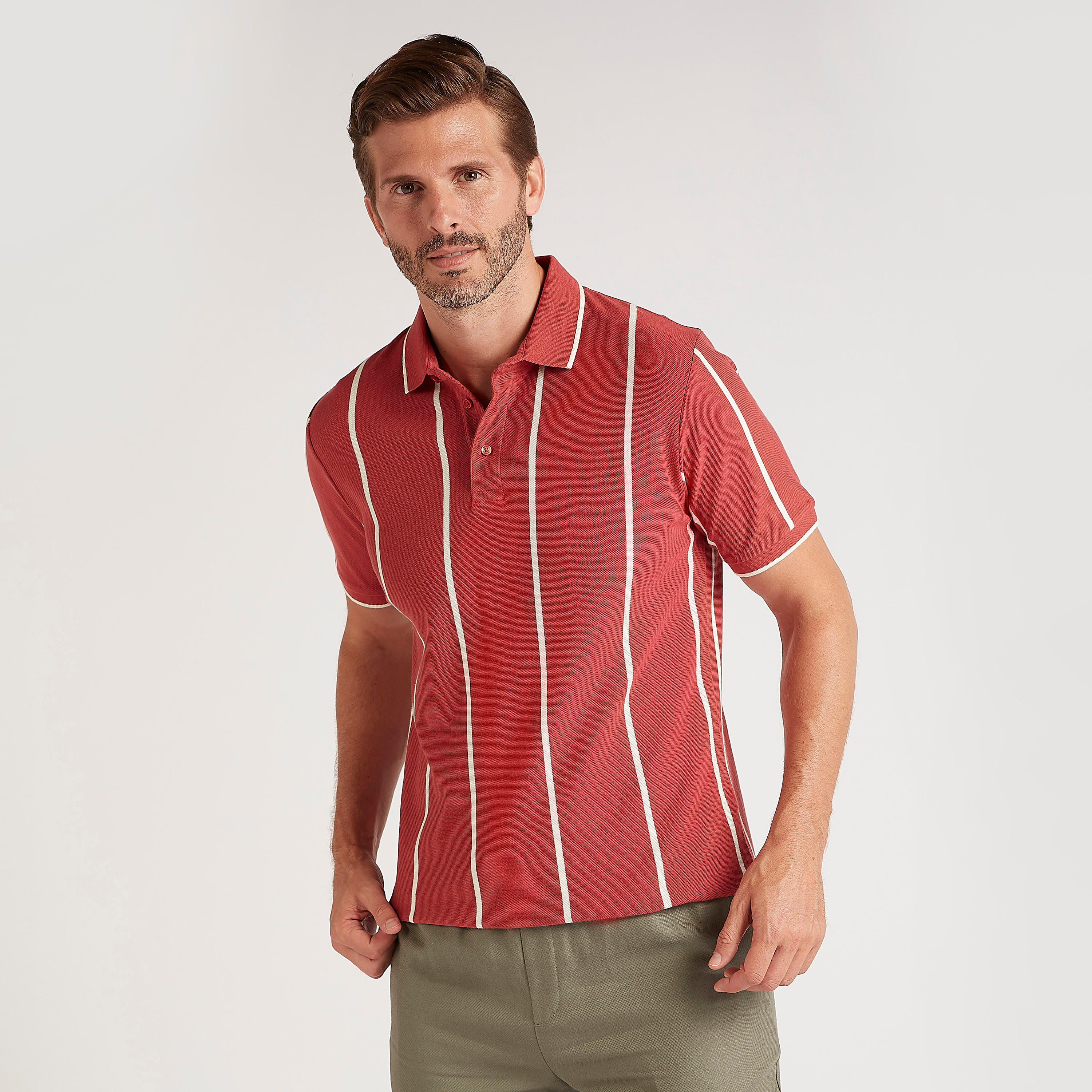 Striped Polo T-shirt with Short Sleeves-men-clothing-tshirtsandpolos-polos-image-1
