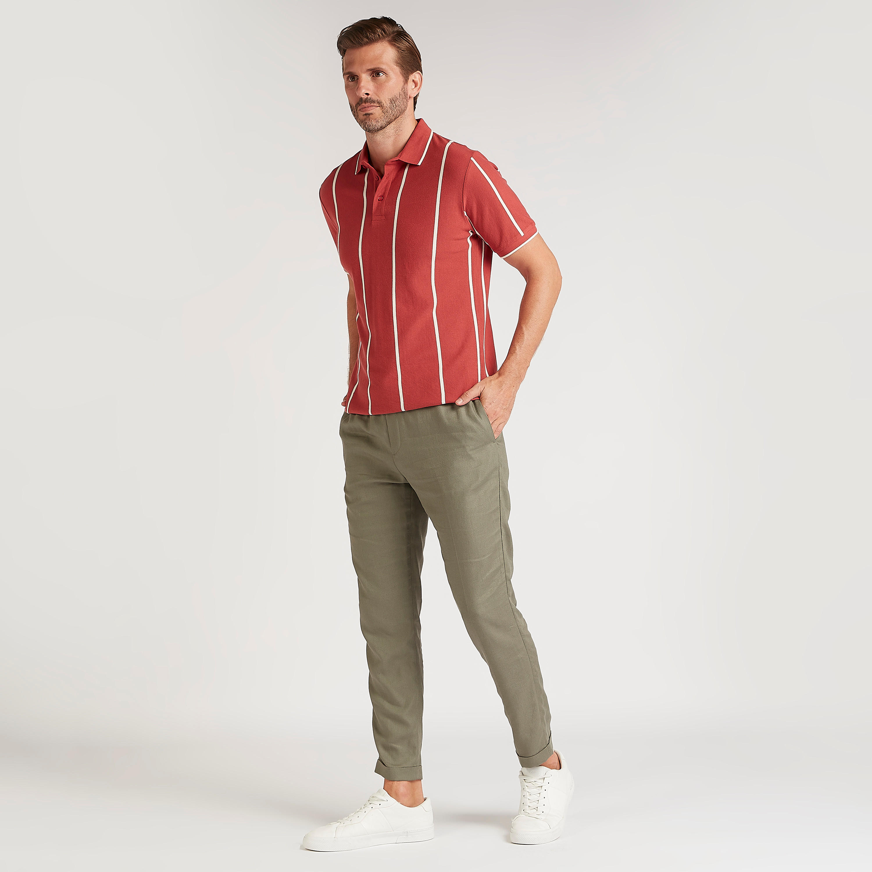 Striped Polo T-shirt with Short Sleeves-men-clothing-tshirtsandpolos-polos-image-2