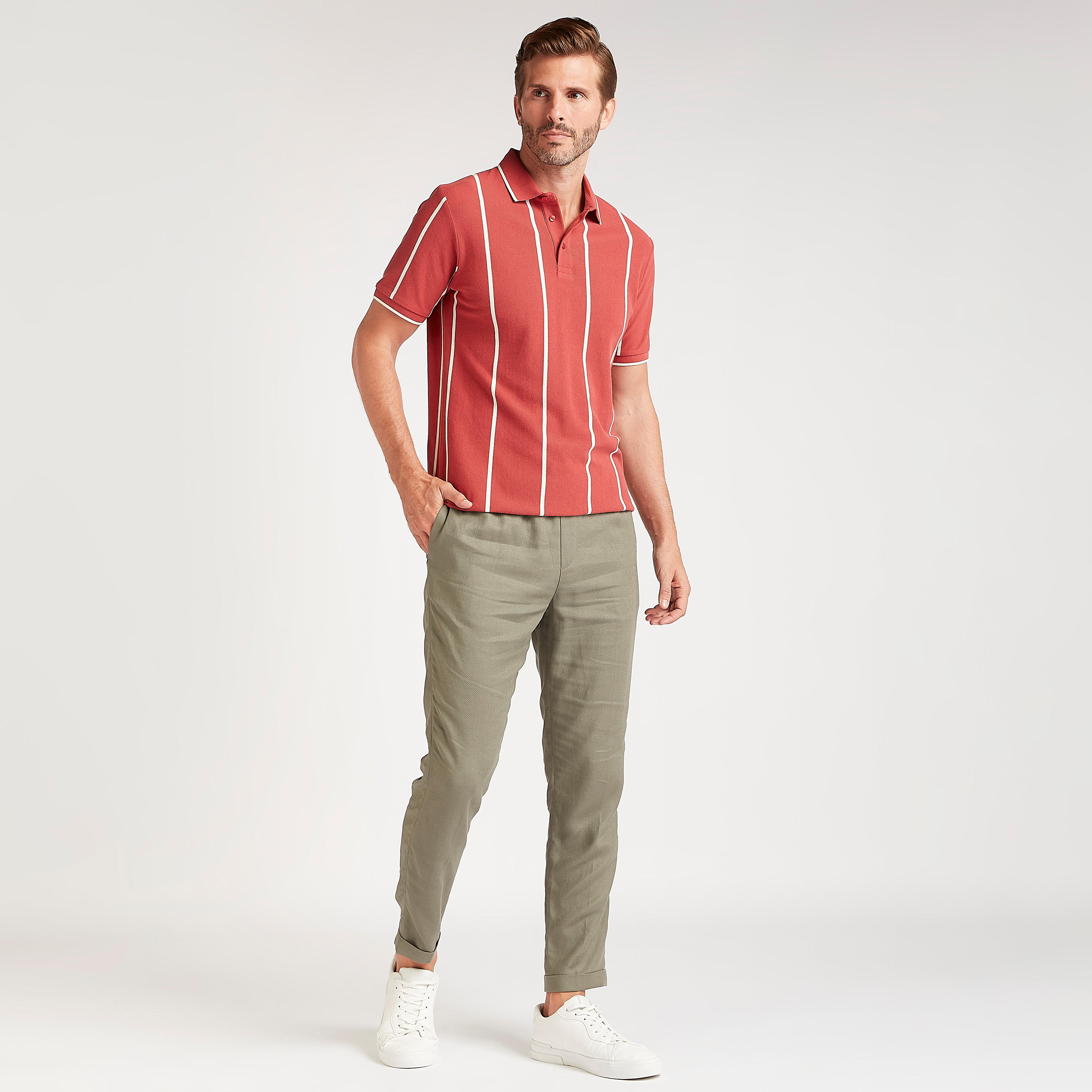 بنطلون بارز الملمس بخصر متوسّط الارتفاع ورباط إغلاق-men-clothing-bottoms-trousersandchinos-trousers-image-4