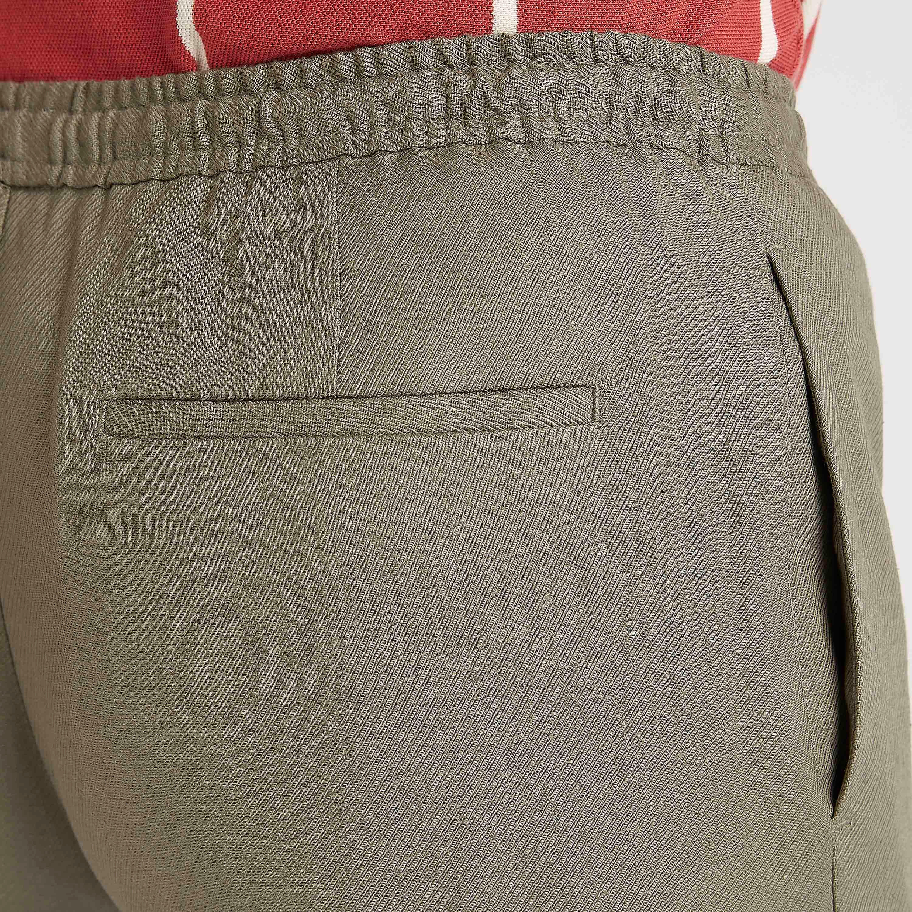 بنطلون بارز الملمس بخصر متوسّط الارتفاع ورباط إغلاق-men-clothing-bottoms-trousersandchinos-trousers-image-1