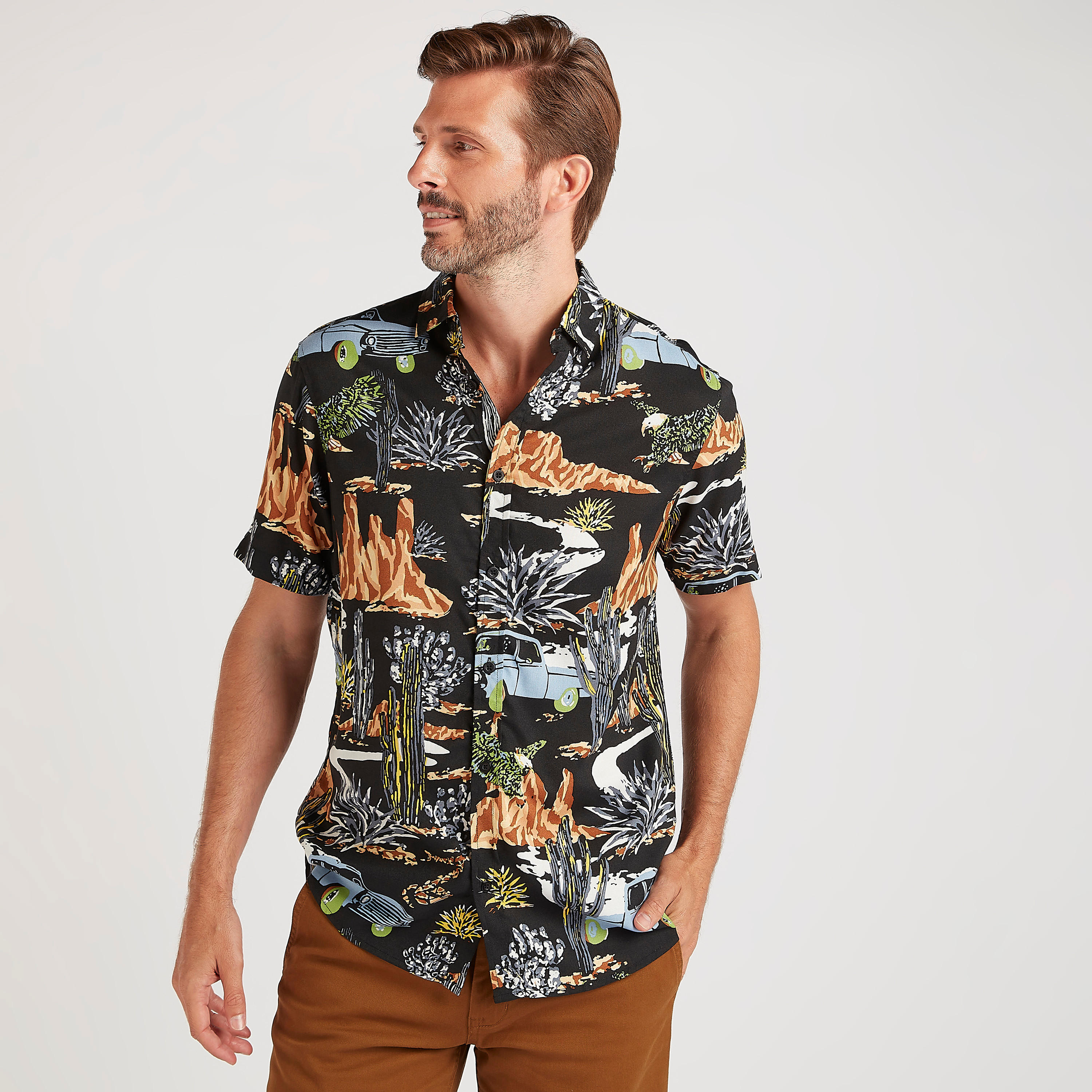 Printed Slim Fit Shirt with Short Sleeves-men-clothing-shirts-image-1