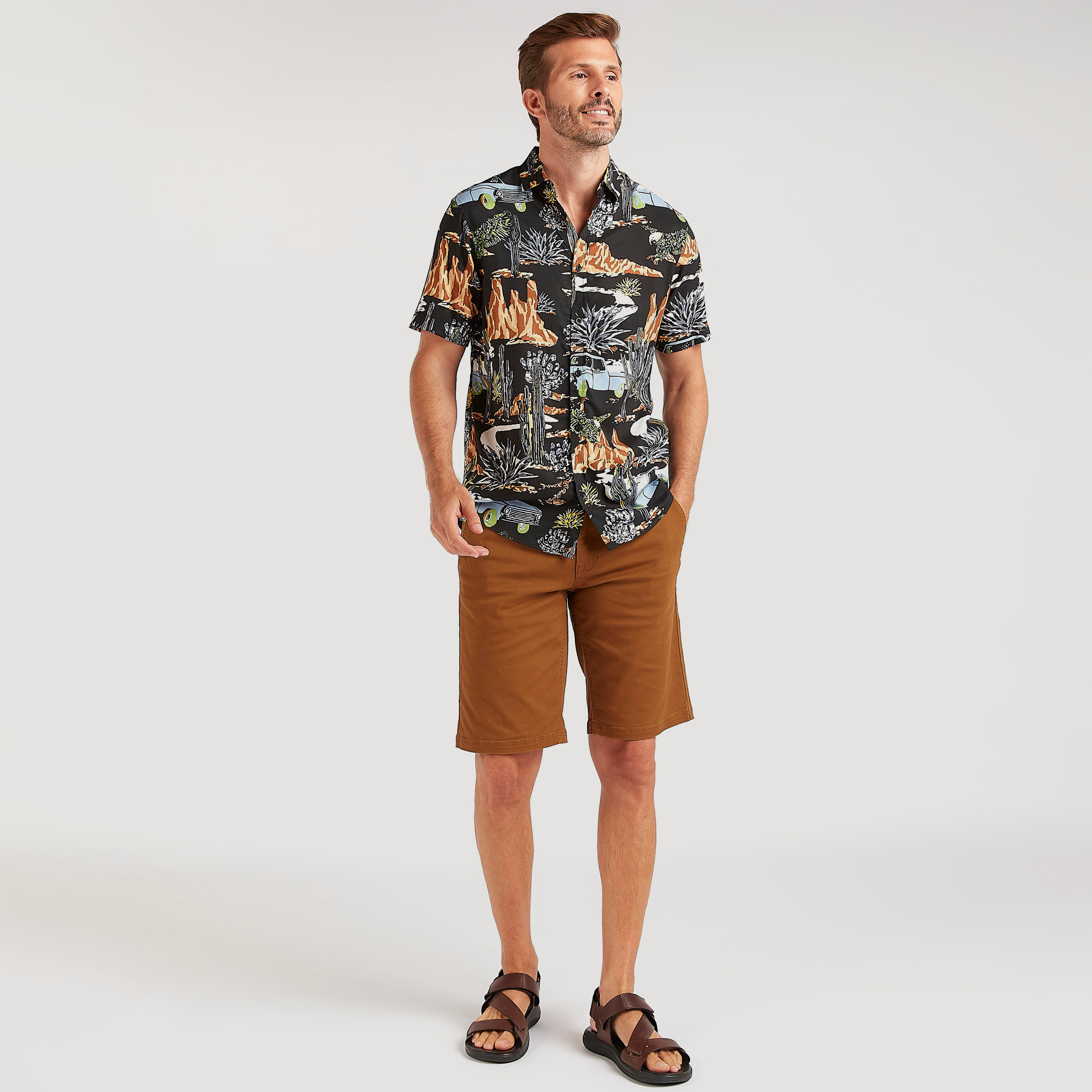 Printed Slim Fit Shirt with Short Sleeves-men-clothing-shirts-image-2