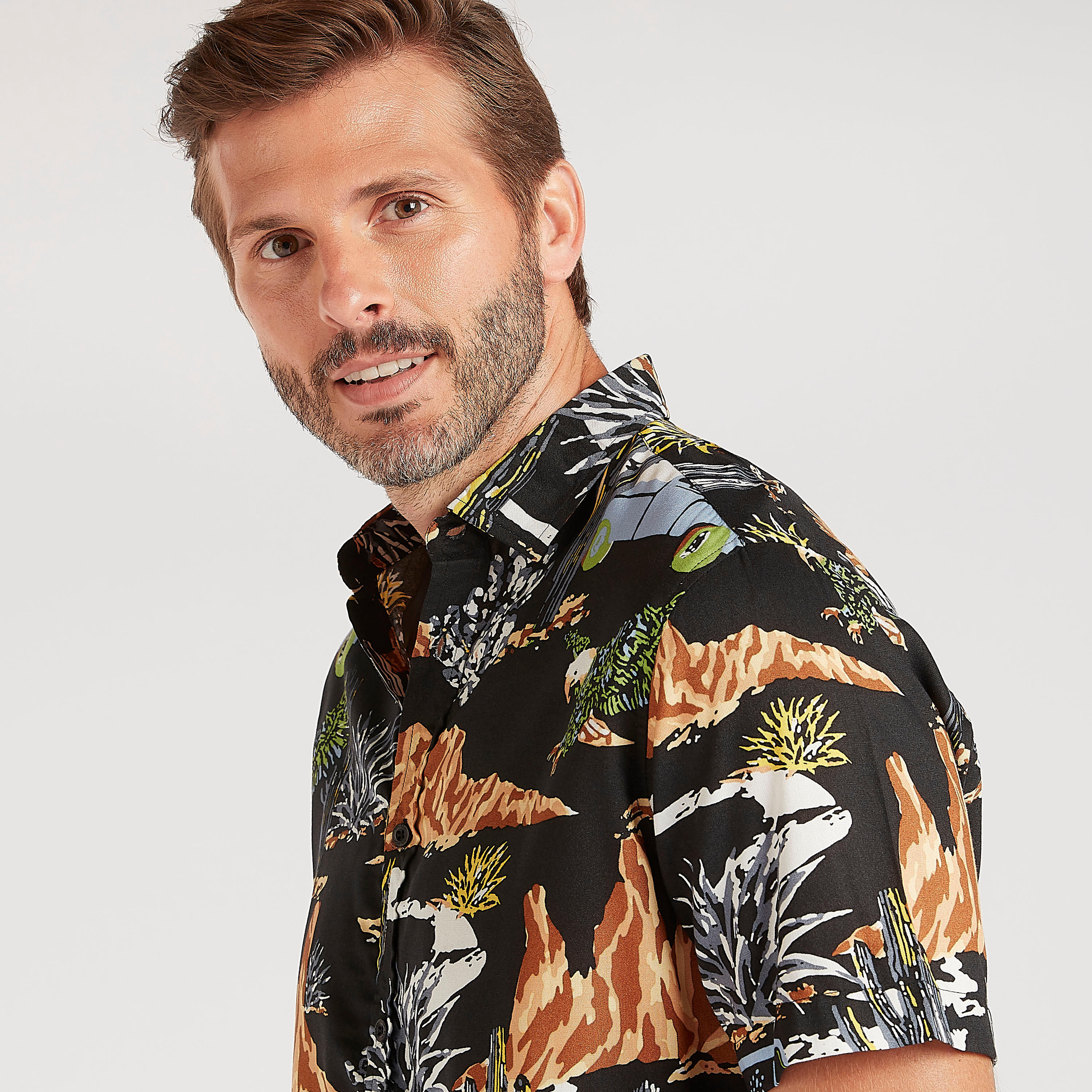 Printed Slim Fit Shirt with Short Sleeves-men-clothing-shirts-image-3