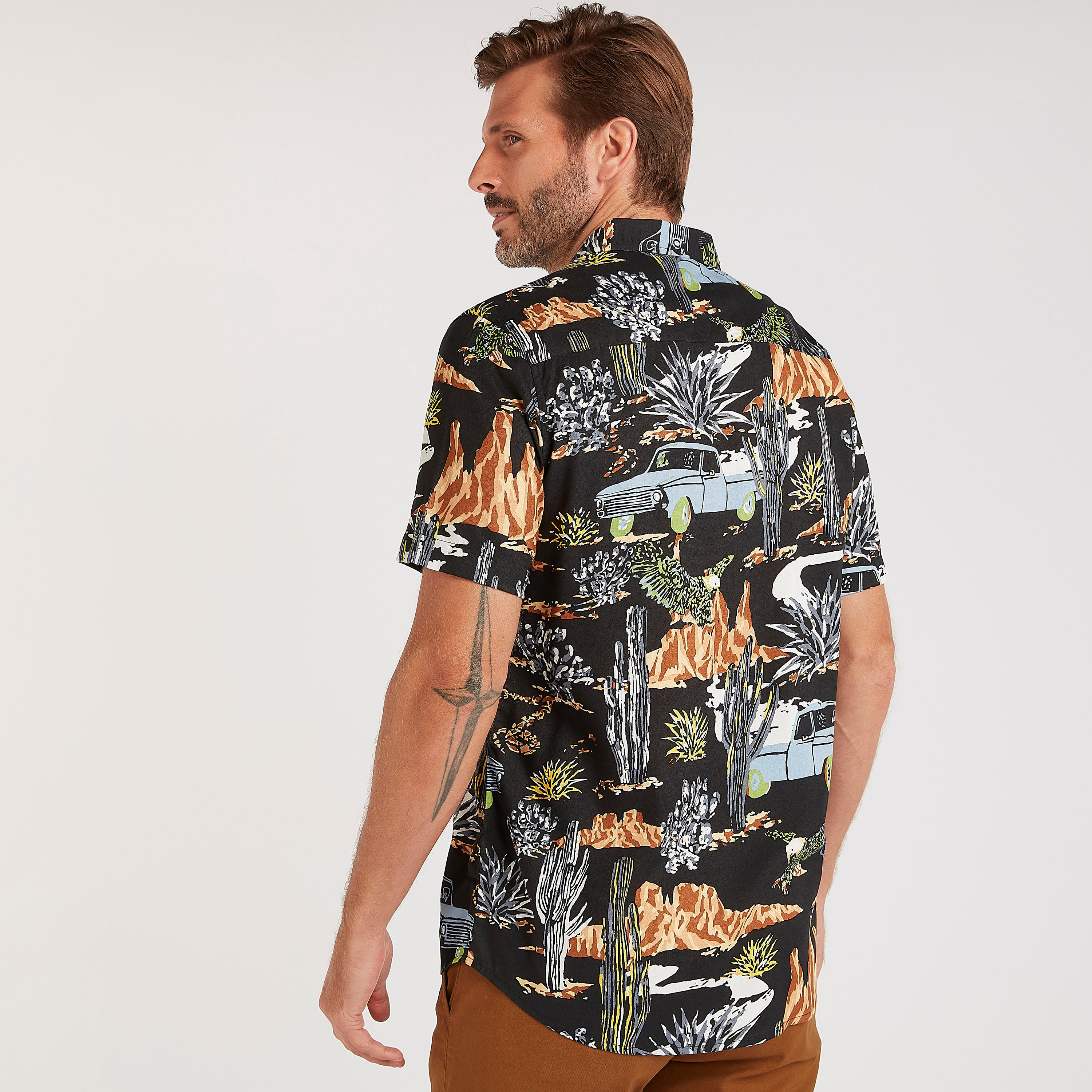 Printed Slim Fit Shirt with Short Sleeves-men-clothing-shirts-image-4