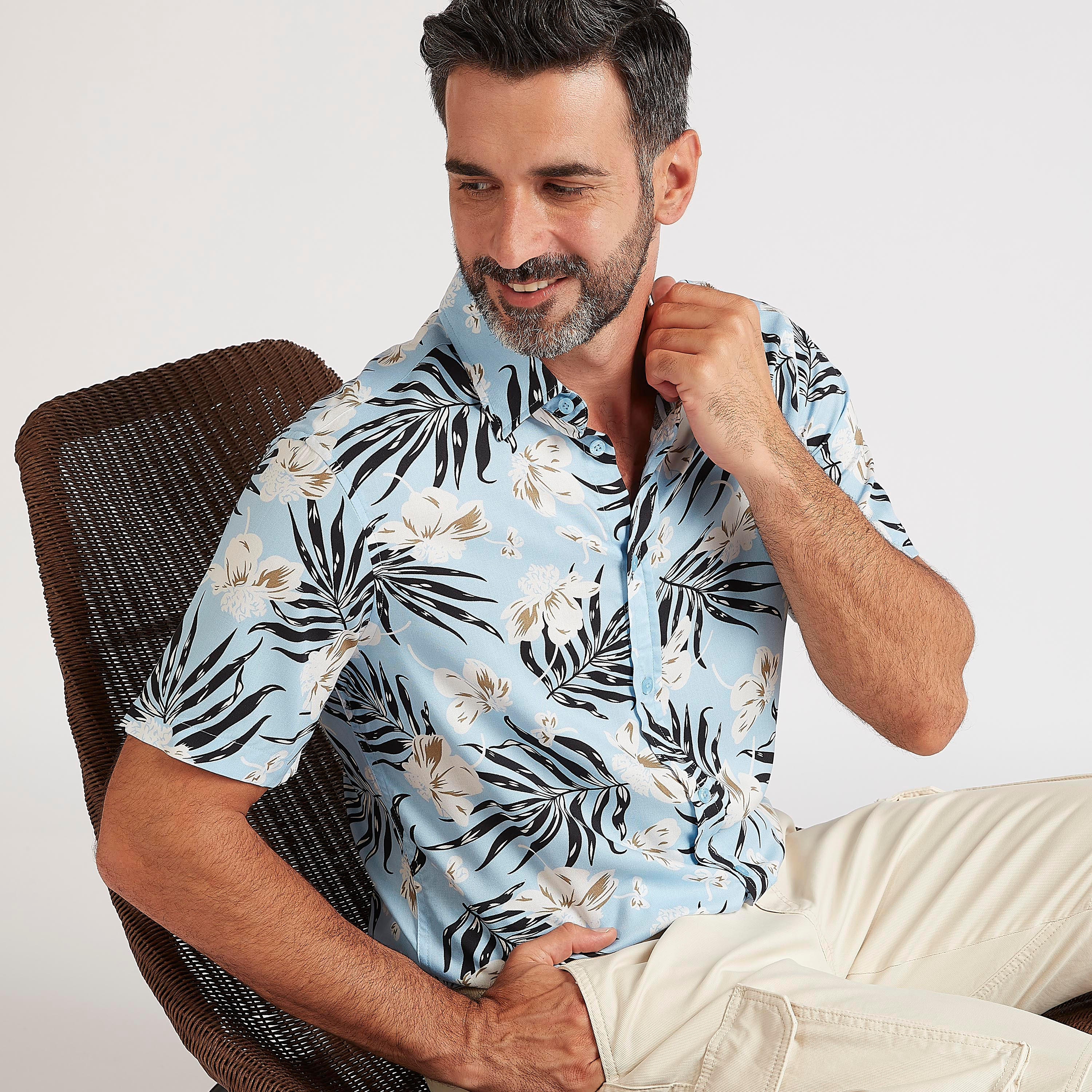 Printed Slim Fit Shirt with Short Sleeves-men-clothing-shirts-image-2