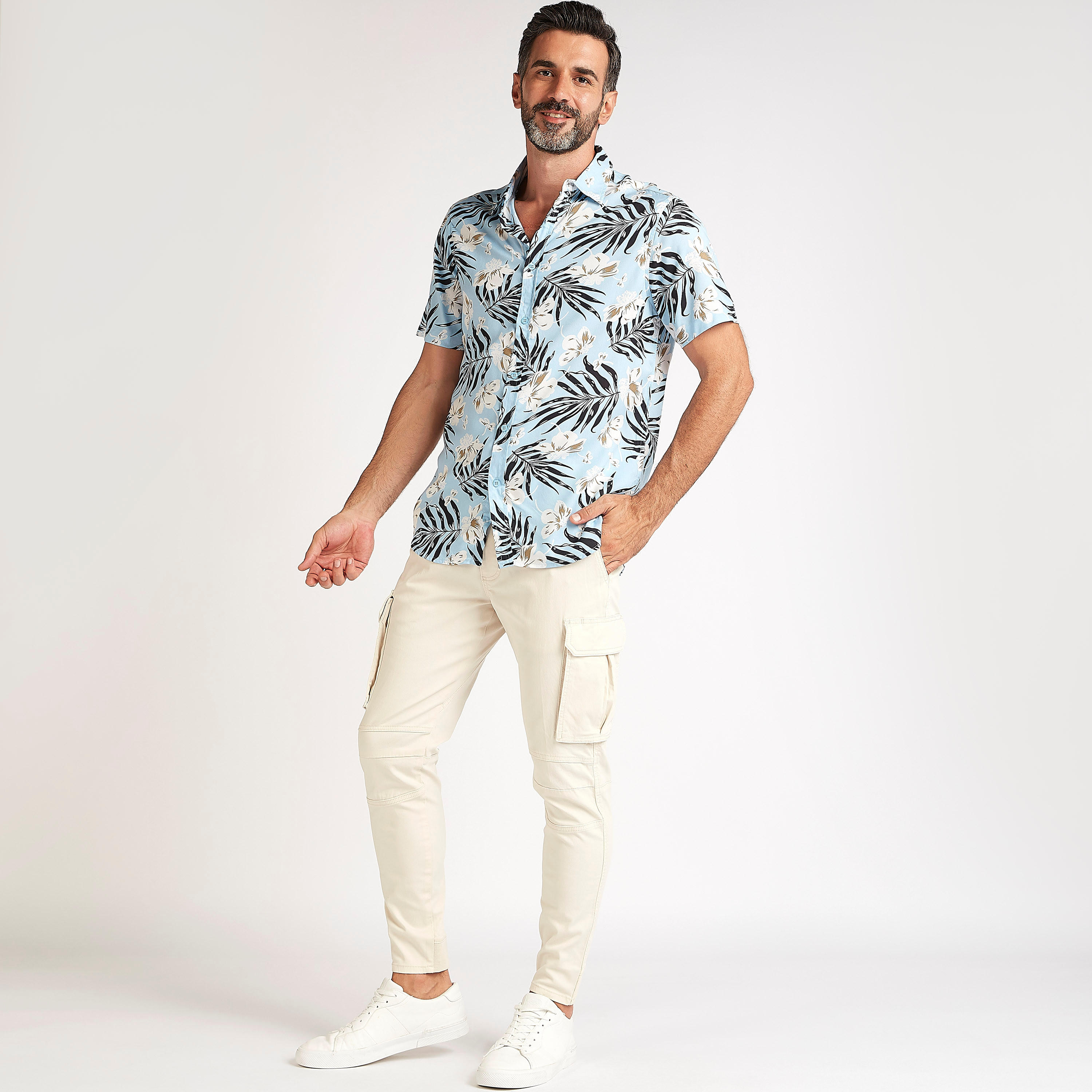 Printed Slim Fit Shirt with Short Sleeves-men-clothing-shirts-image-3