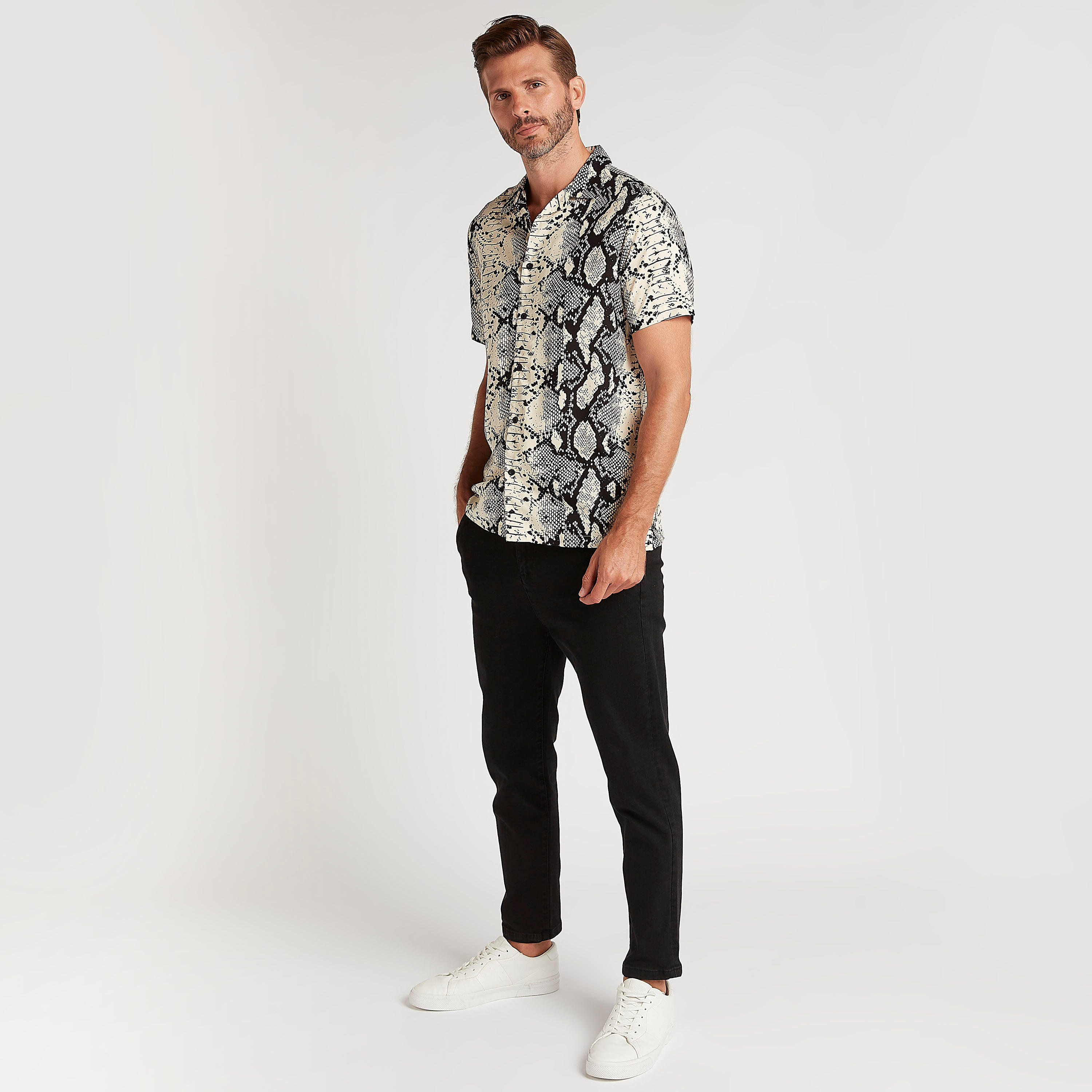 Printed Shirt with Short Sleeves-men-clothing-shirts-image-2