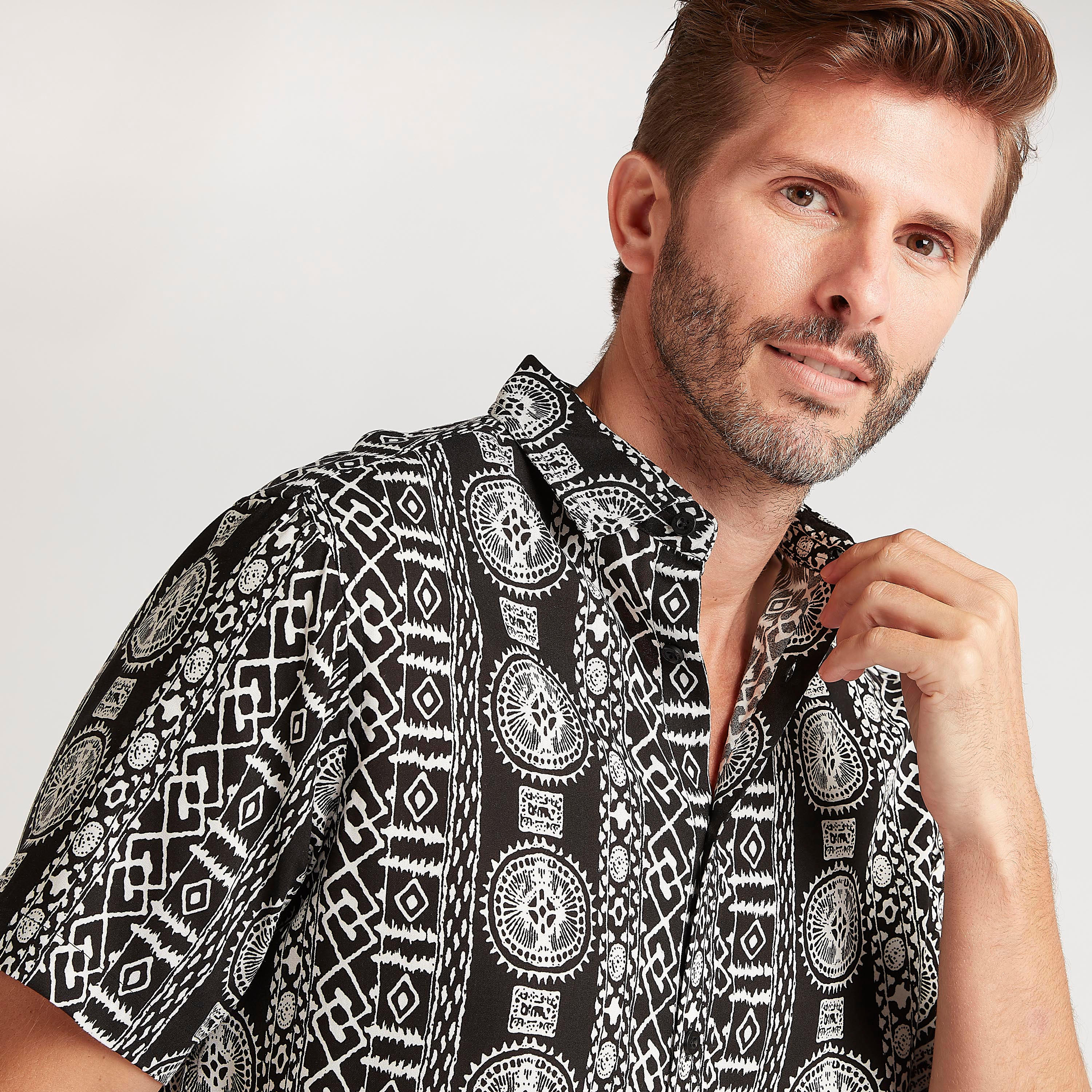 Printed Slim Fit Shirt with Short Sleeves-men-clothing-shirts-image-3