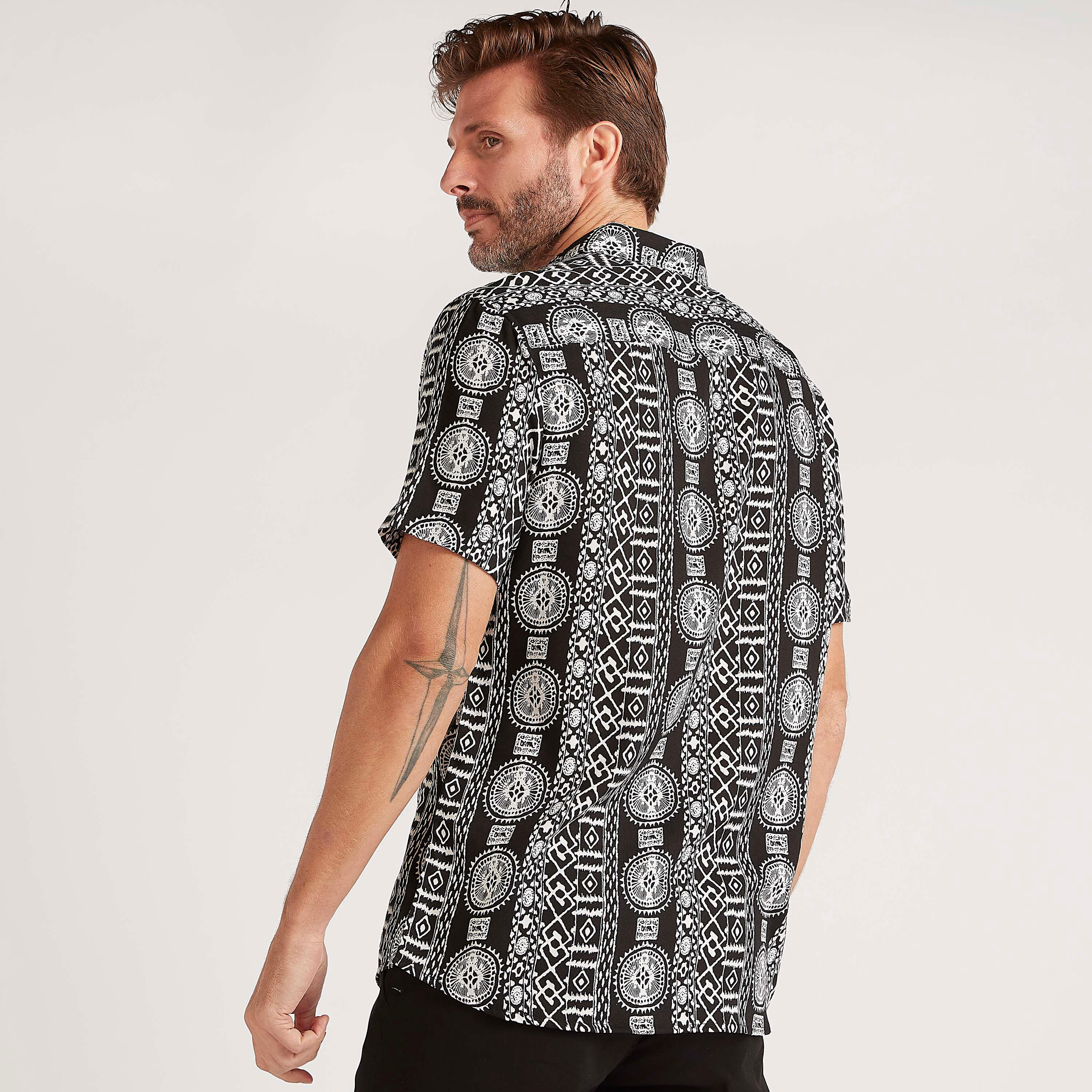 Printed Slim Fit Shirt with Short Sleeves-men-clothing-shirts-image-4