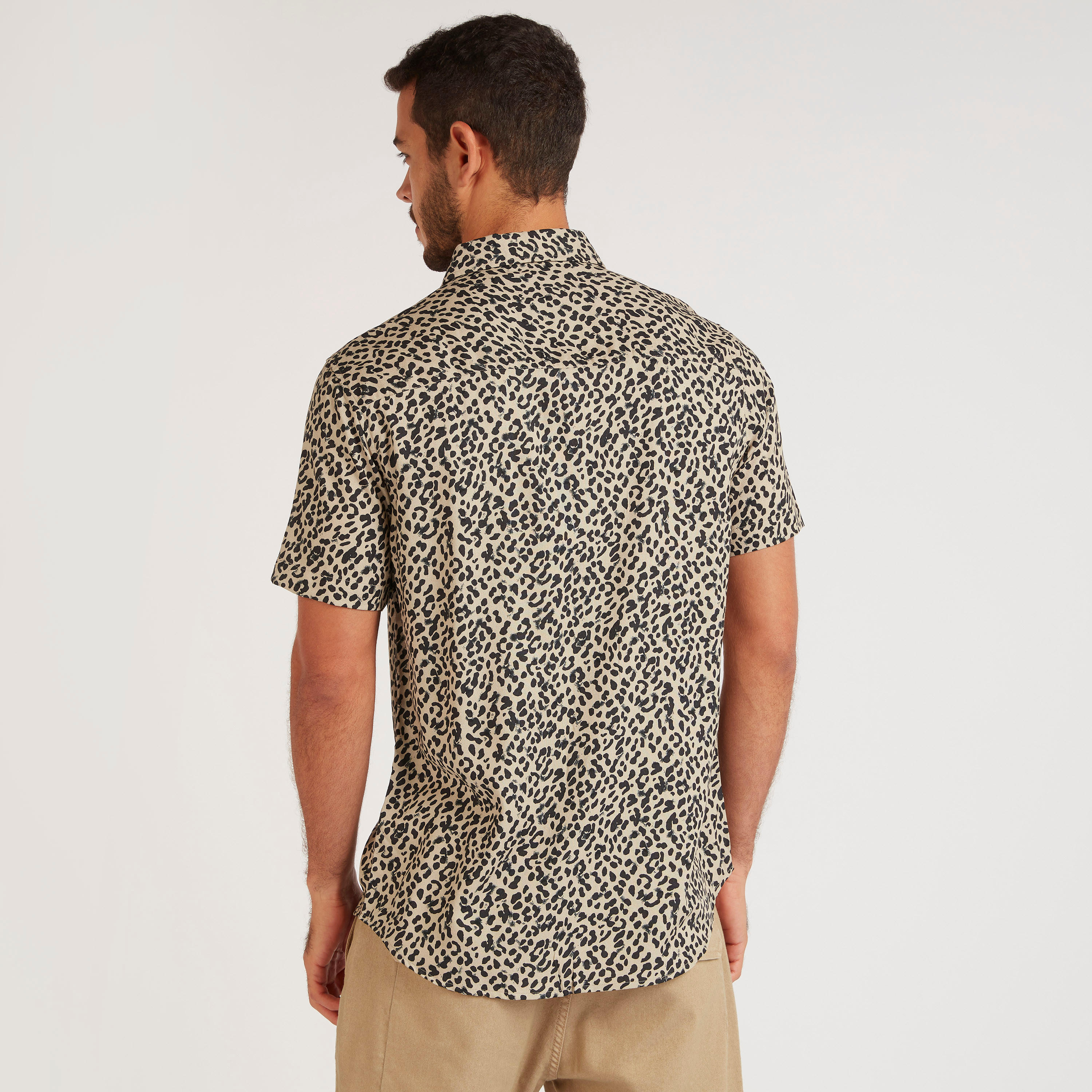 Animal Print Slim Fit Shirt with Short Sleeves-men-clothing-shirts-image-5