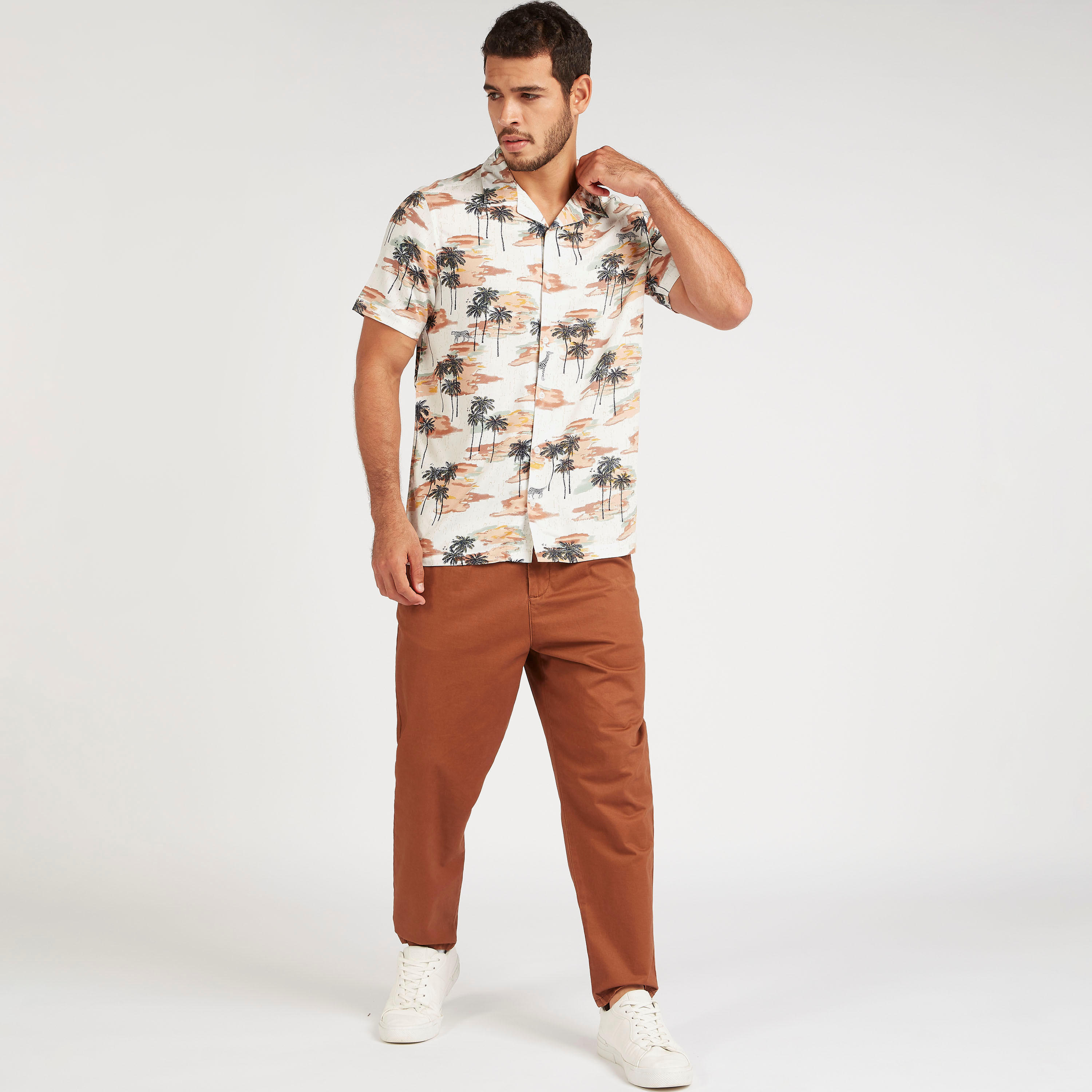Printed Slim Fit Shirt with Short Sleeves-men-clothing-shirts-image-3