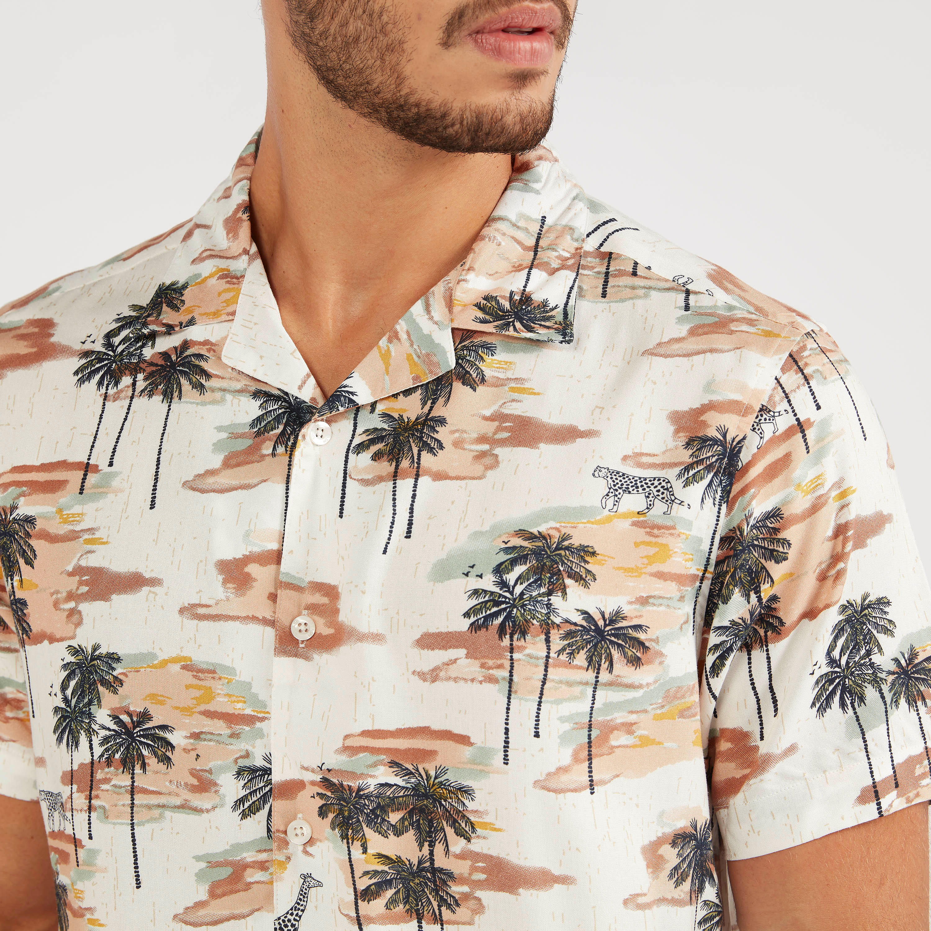 Printed Slim Fit Shirt with Short Sleeves-men-clothing-shirts-image-4