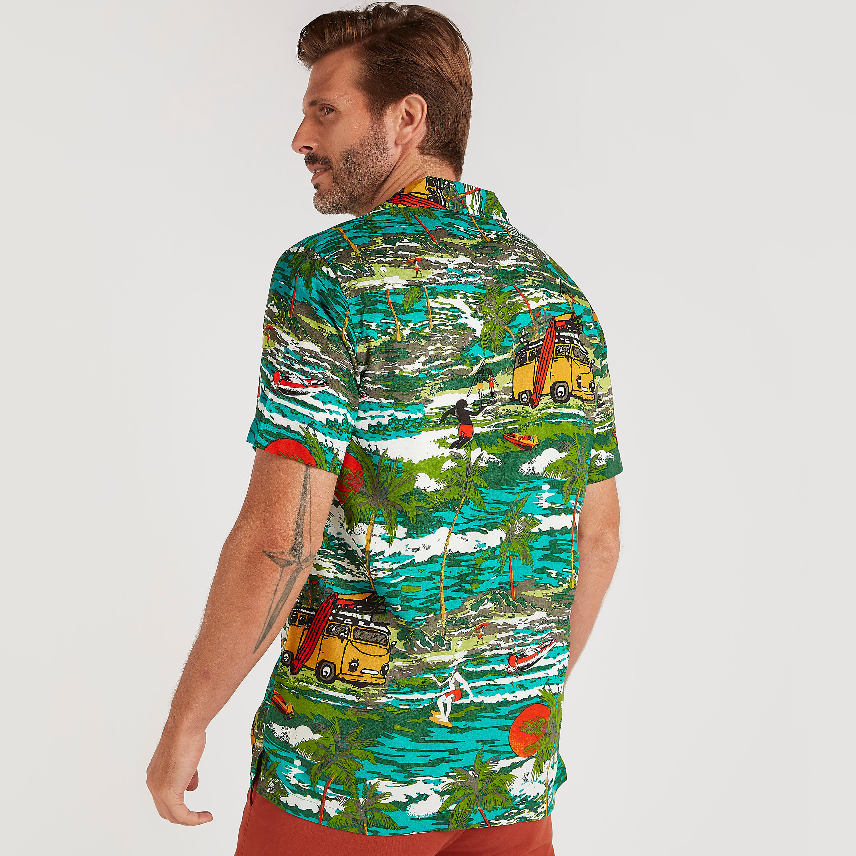 قميص سليم فيت بطبعات وأكمام قصيرة-men-clothing-shirts-image-3