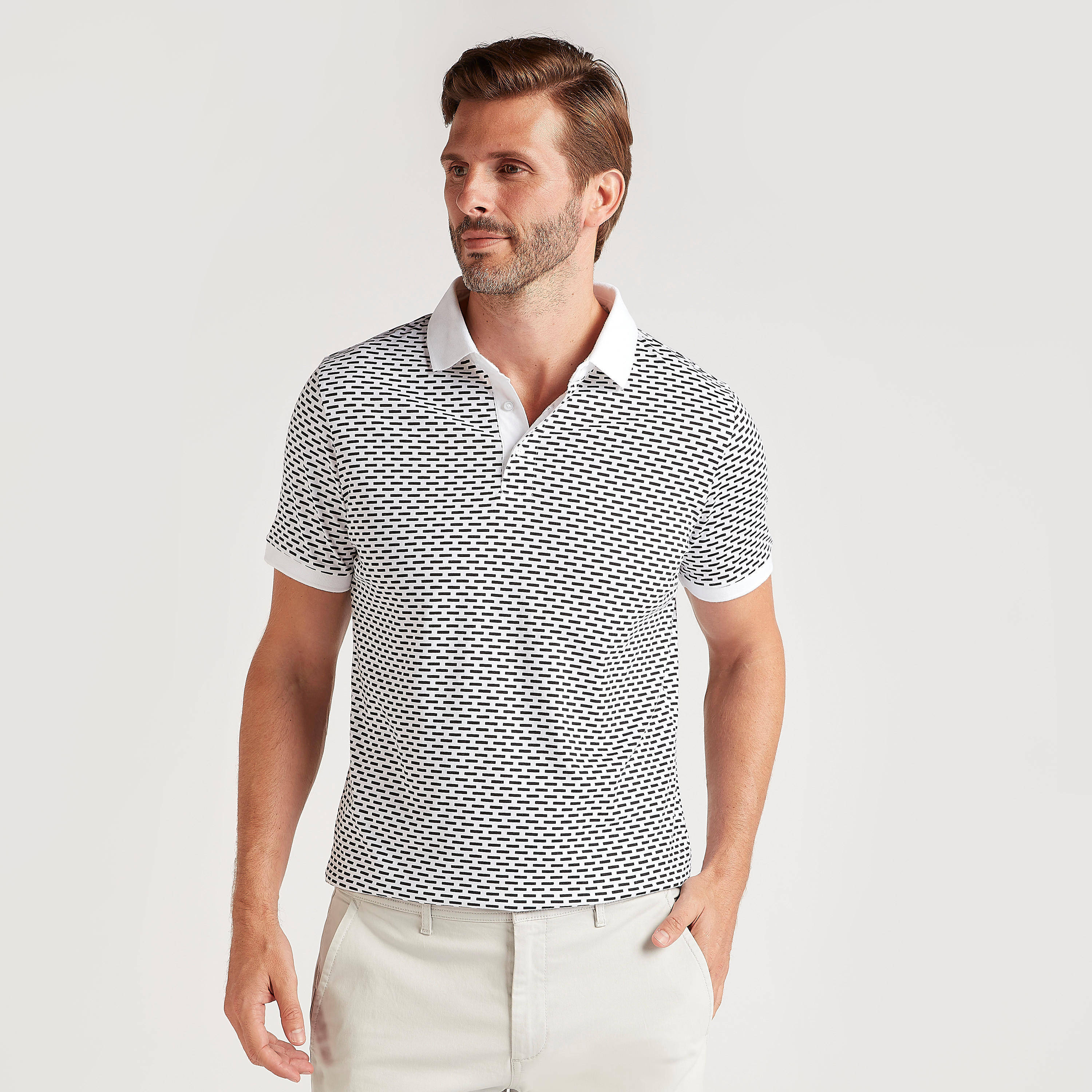 تيشيرت بولو سليم فيت بأكمام قصيرة وطبعات-men-clothing-tshirtsandpolos-polos-image-1