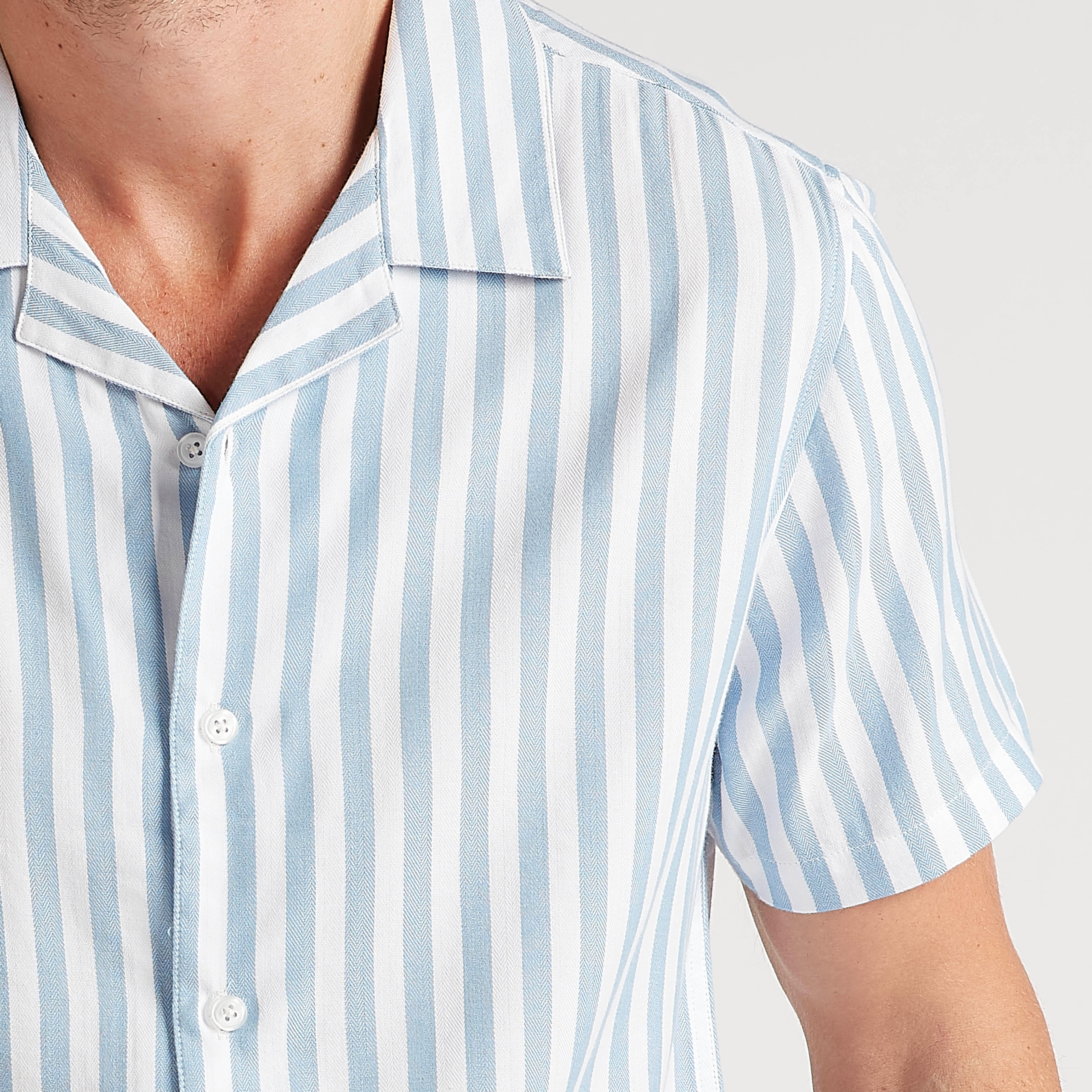 Striped Slim Fit Shirt with Short Sleeves-men-clothing-shirts-image-3