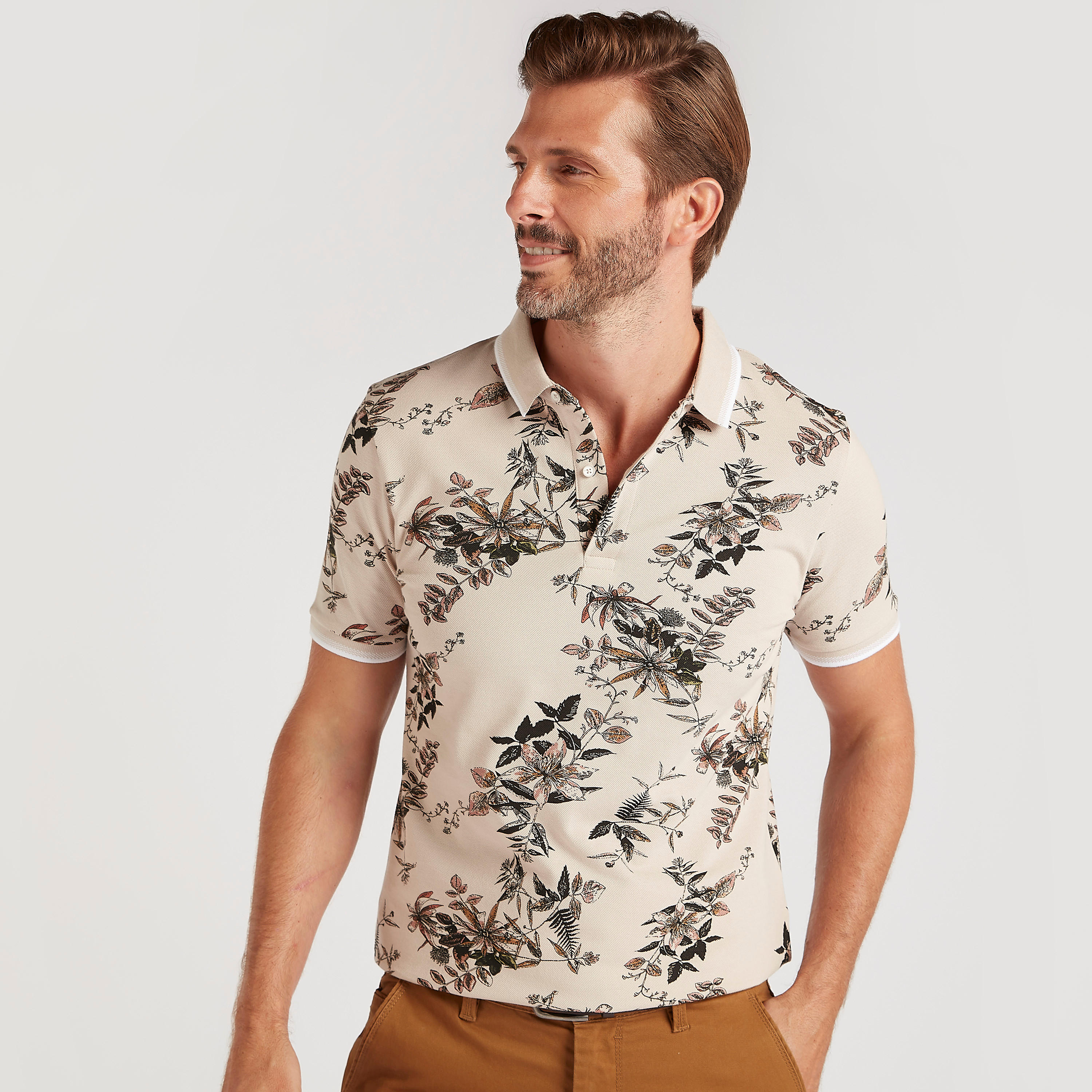 تيشيرت بولو بأكمام قصيرة و طبعات أزهار-men-clothing-tshirtsandpolos-polos-image-1