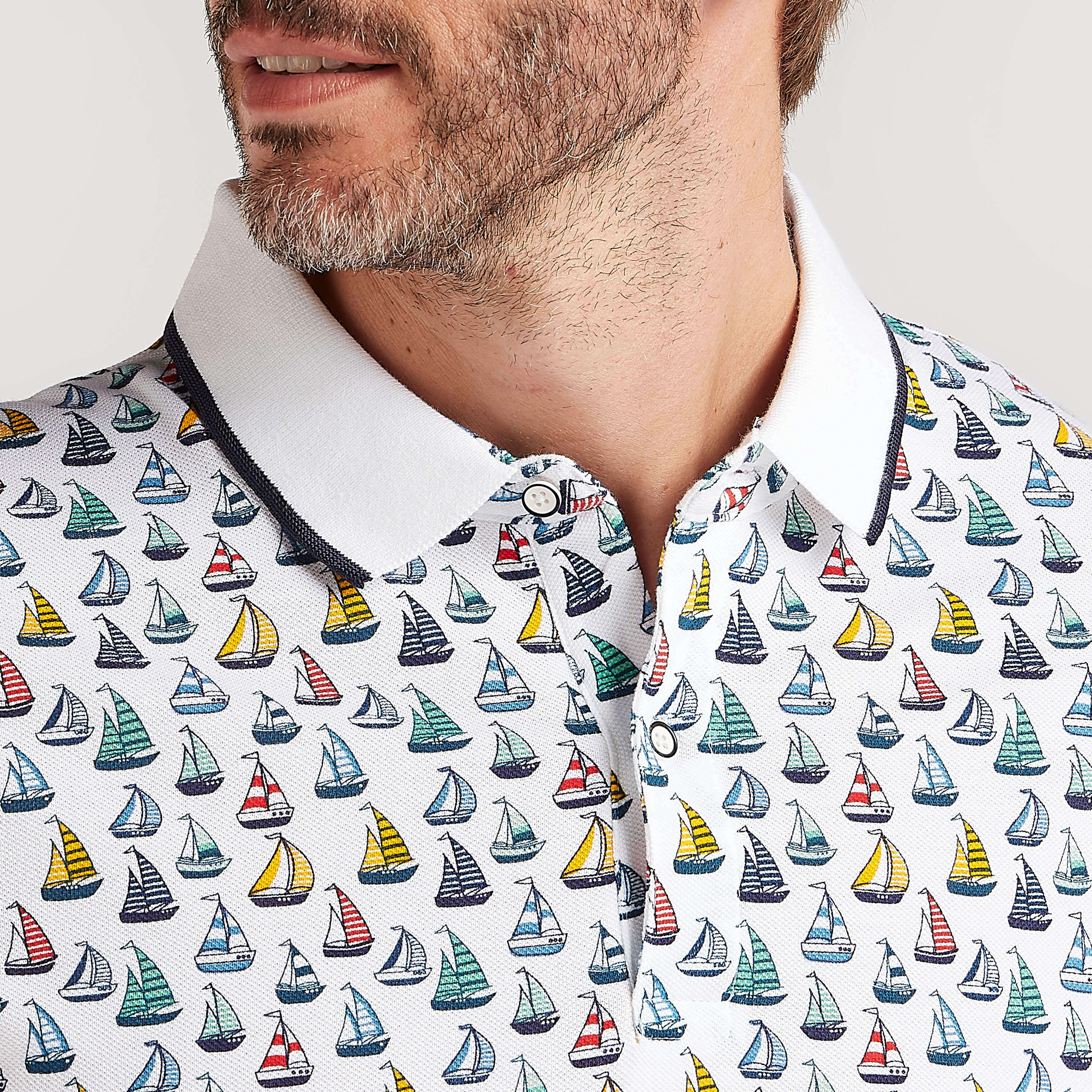 تيشيرت بولو بطبعات قارب وأكمام قصيرة-men-clothing-tshirtsandpolos-polos-image-3