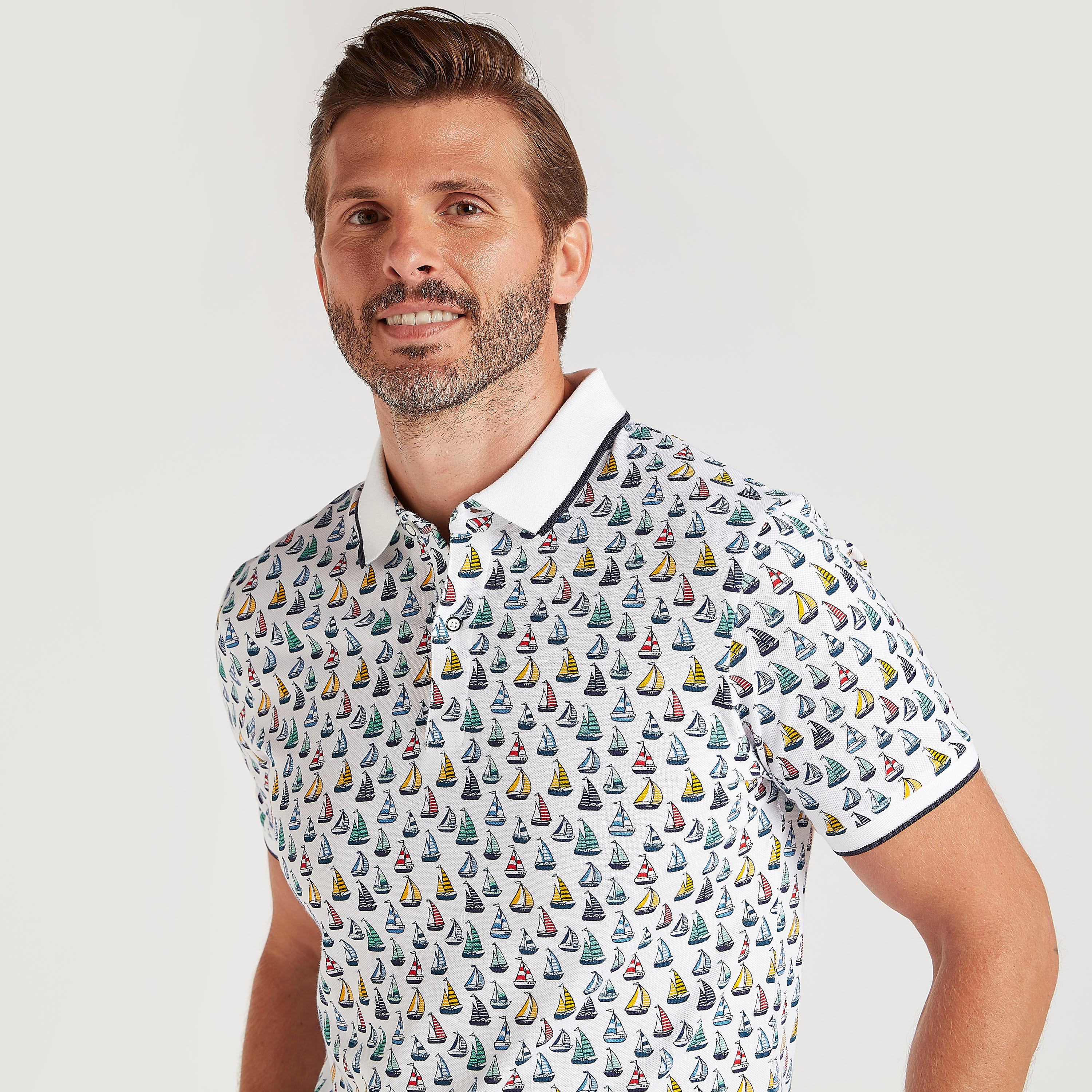 تيشيرت بولو بطبعات قارب وأكمام قصيرة-men-clothing-tshirtsandpolos-polos-image-5