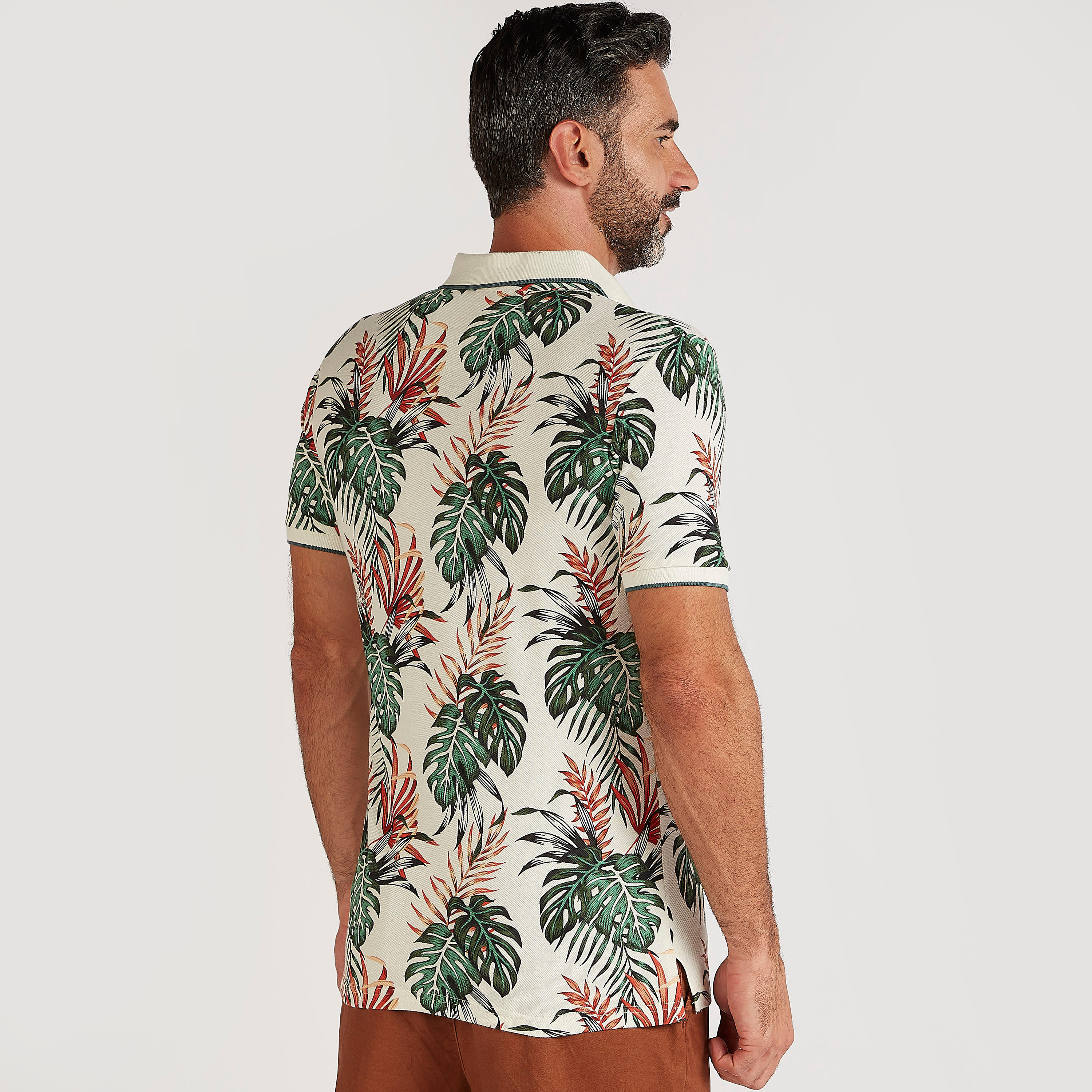 Tropical Print Polo T-shirt with Short Sleeves-men-clothing-tshirtsandpolos-polos-image-4