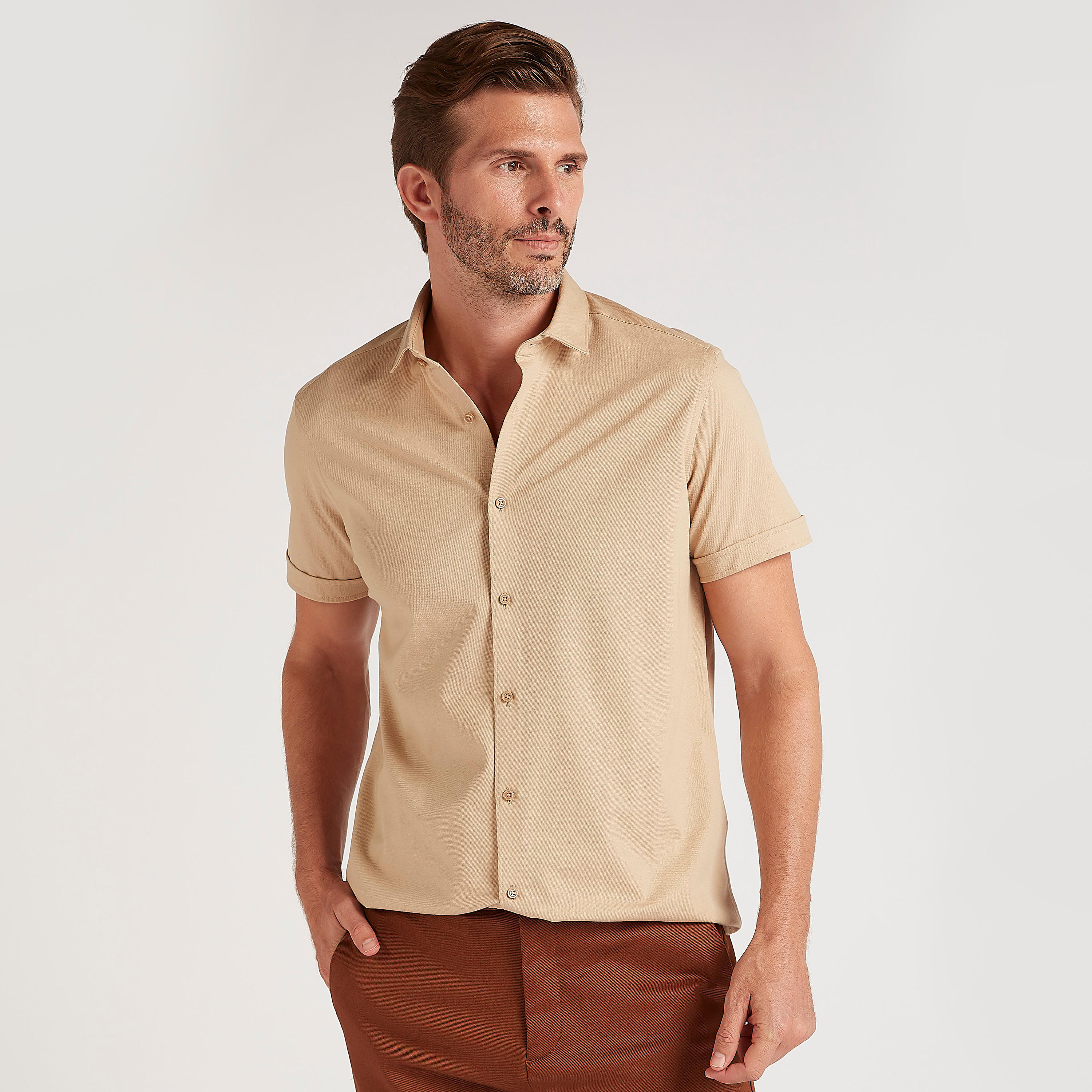 قميص سادة بأكمام قصيرة-men-clothing-shirts-image-4