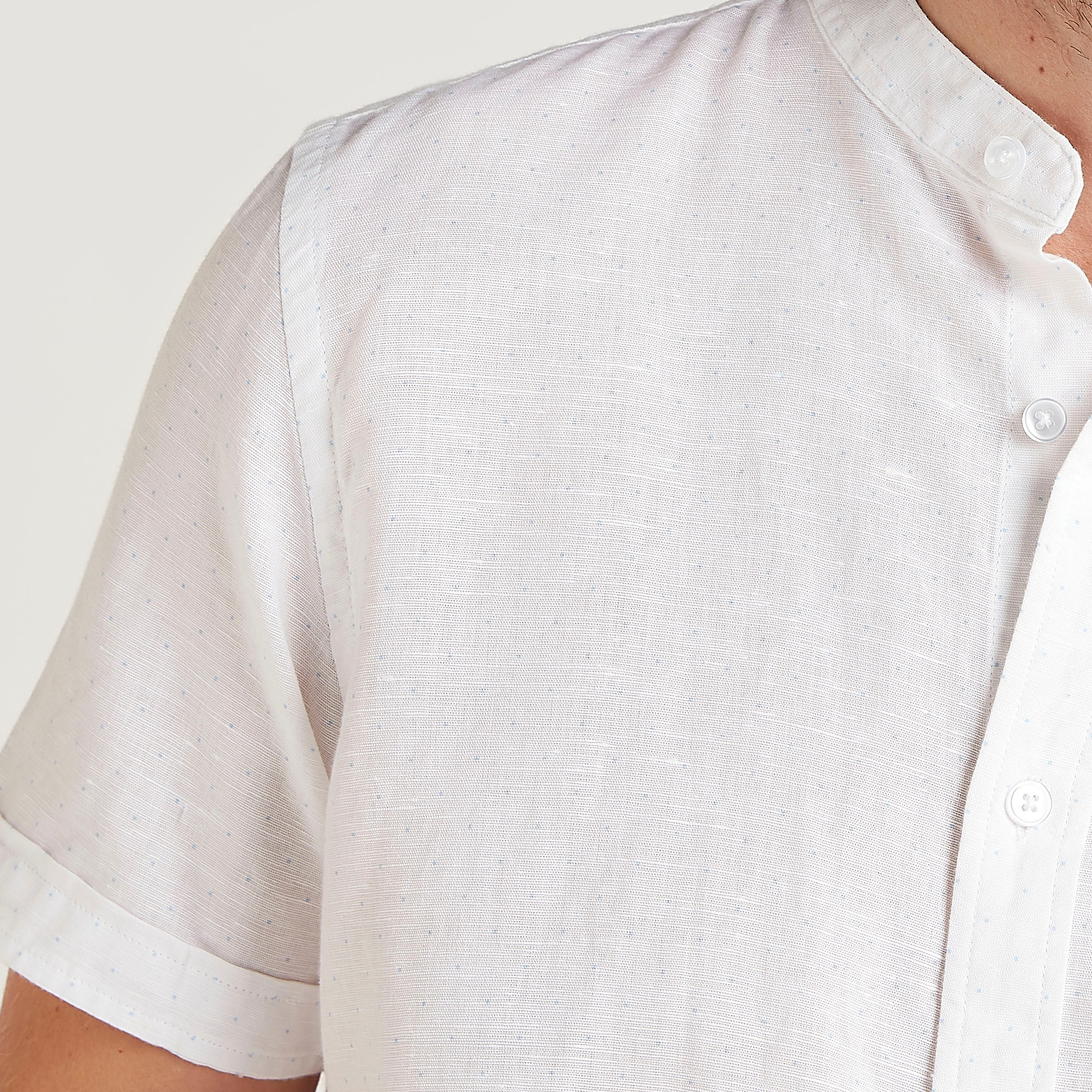 قميص بياقة ماندرين وأكمام قصيرة وطبعات-men-clothing-shirts-image-5