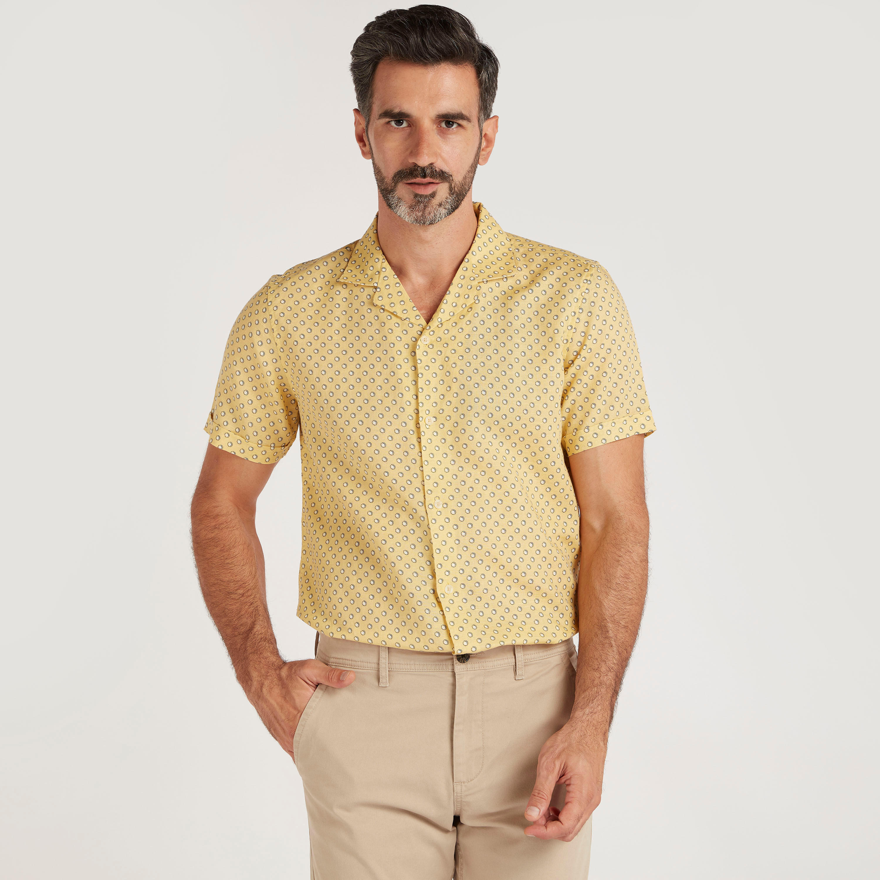 Printed Slim Fit Shirt with Short Sleeves-men-clothing-shirts-image-1